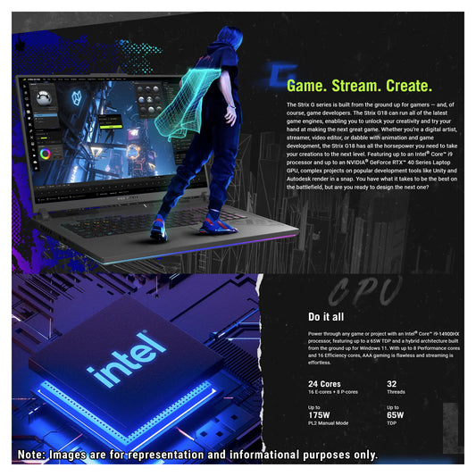 ASUS ROG Strix G18 Gaming Laptop, i9-14900HX, 18” WQXGA (2560x1600), RTX4070, W11Pro (Used-Like New)
