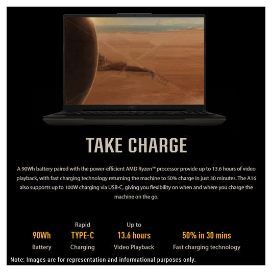 Asus Tuf A16 Gaming Laptop, Ryzen 7 7735HS, 16" WUXGA, RX7700S