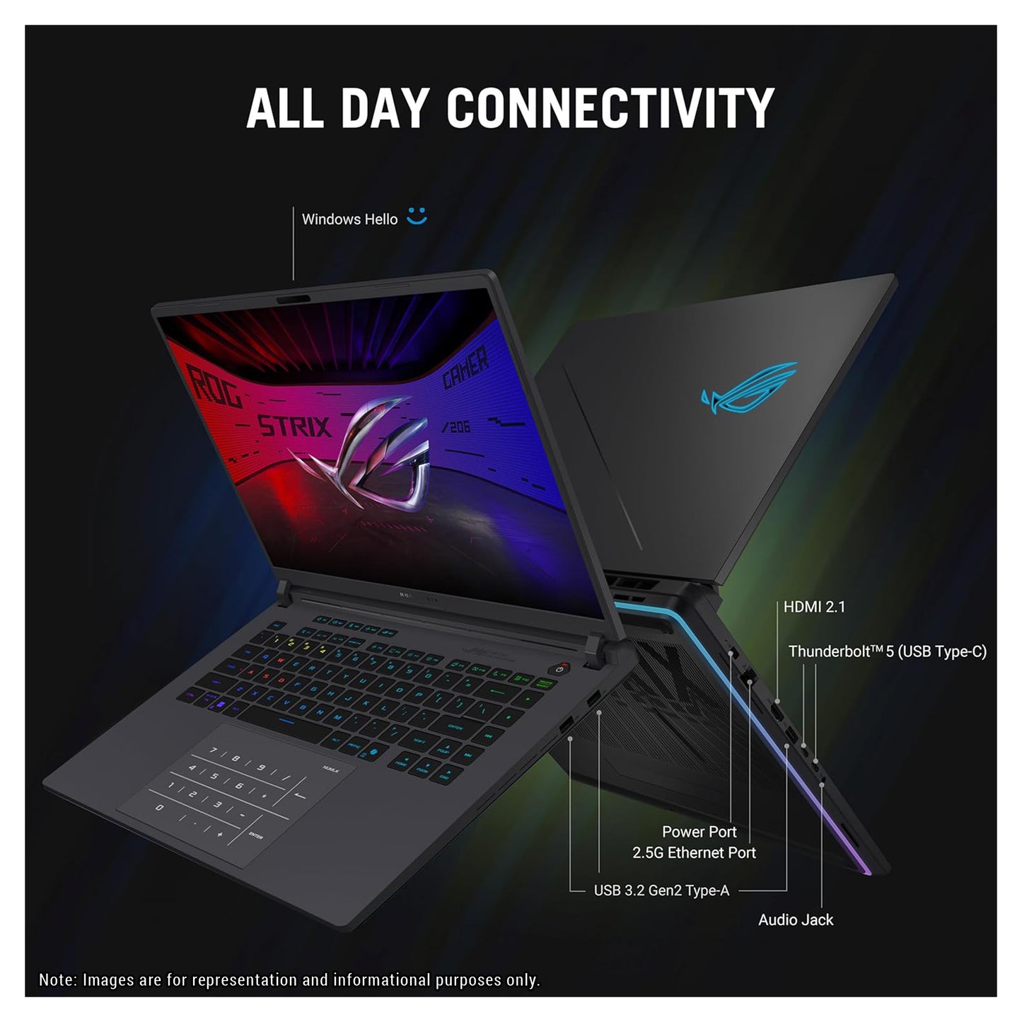 ASUS ROG Strix G16 Gaming Laptop, Ultra 9-275HX, 16” 2.5K (2560x1600) RTX 5070Ti