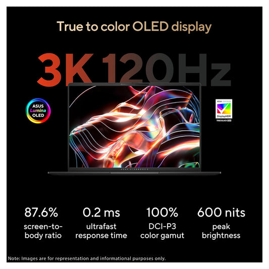 Asus Vivobook S16 Copilot+ Laptop, Ryzen AI 7-350, 16" 3K (2880x1800) OLED, Neutral Black + Traix MousePad