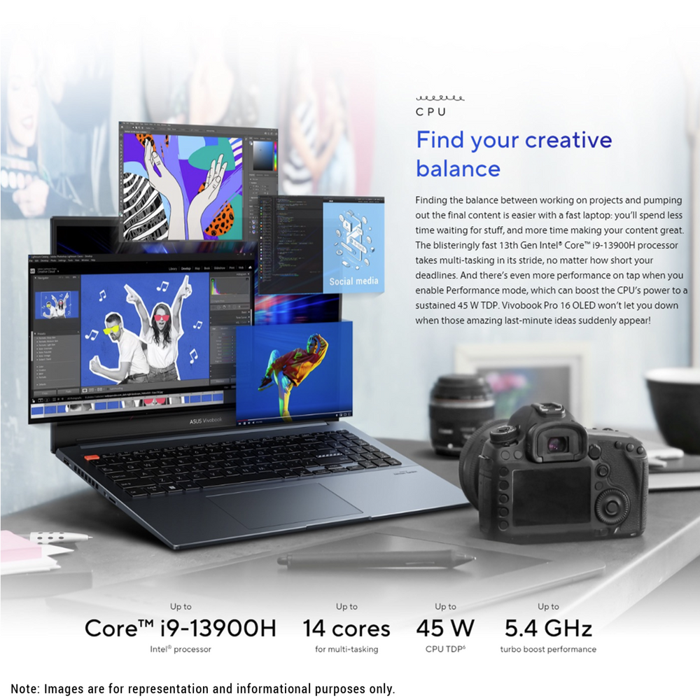 Asus Vivobook Pro 16 Laptop, 16" OLED, i9-13900H, RTX4060, W11Home