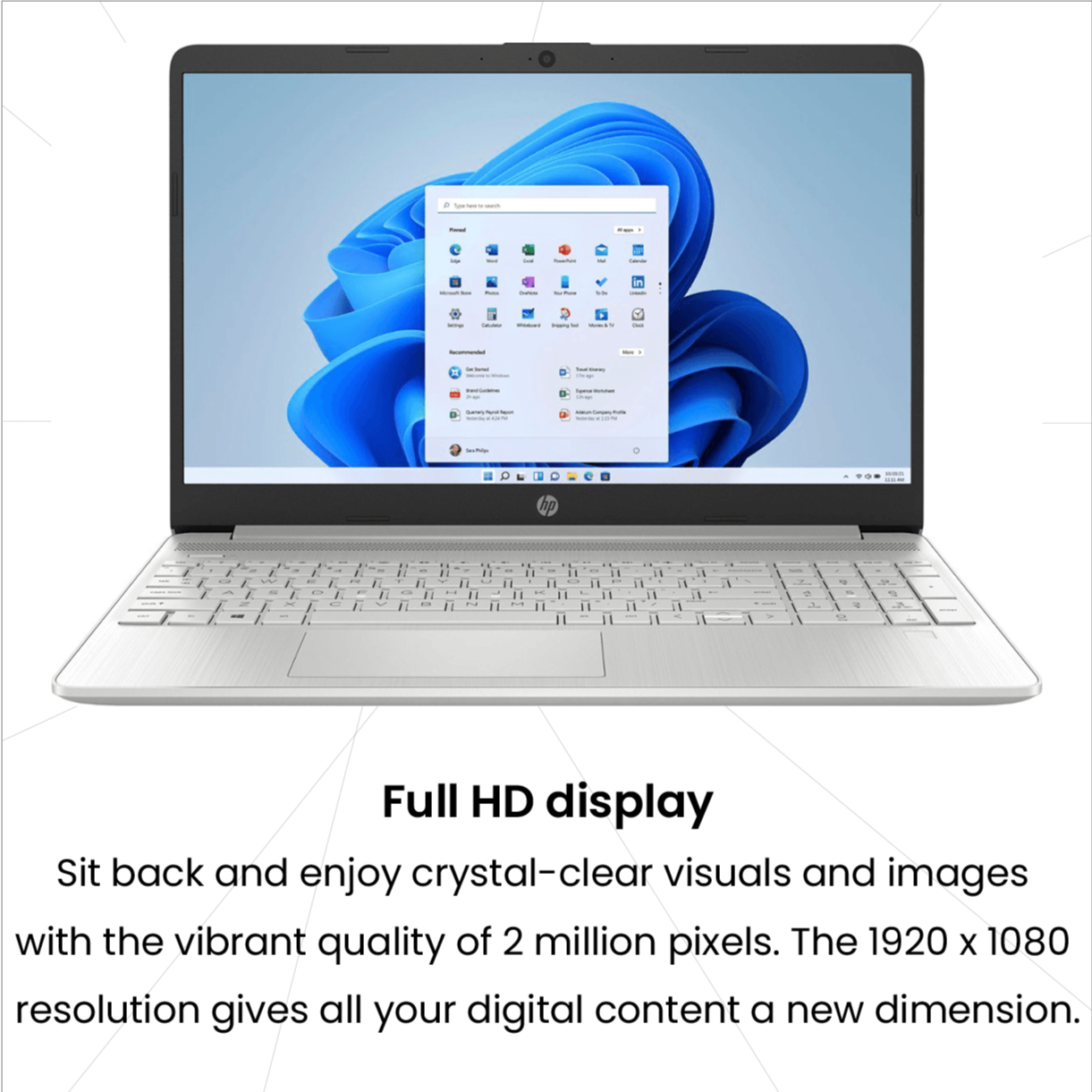 HP Laptop, 15.6" Touch-Screen Full HD Display, Intel Core i7-1255U, Intel Iris Xe Graphics, Windows 11 Home, Natural Silver - Teknoraks