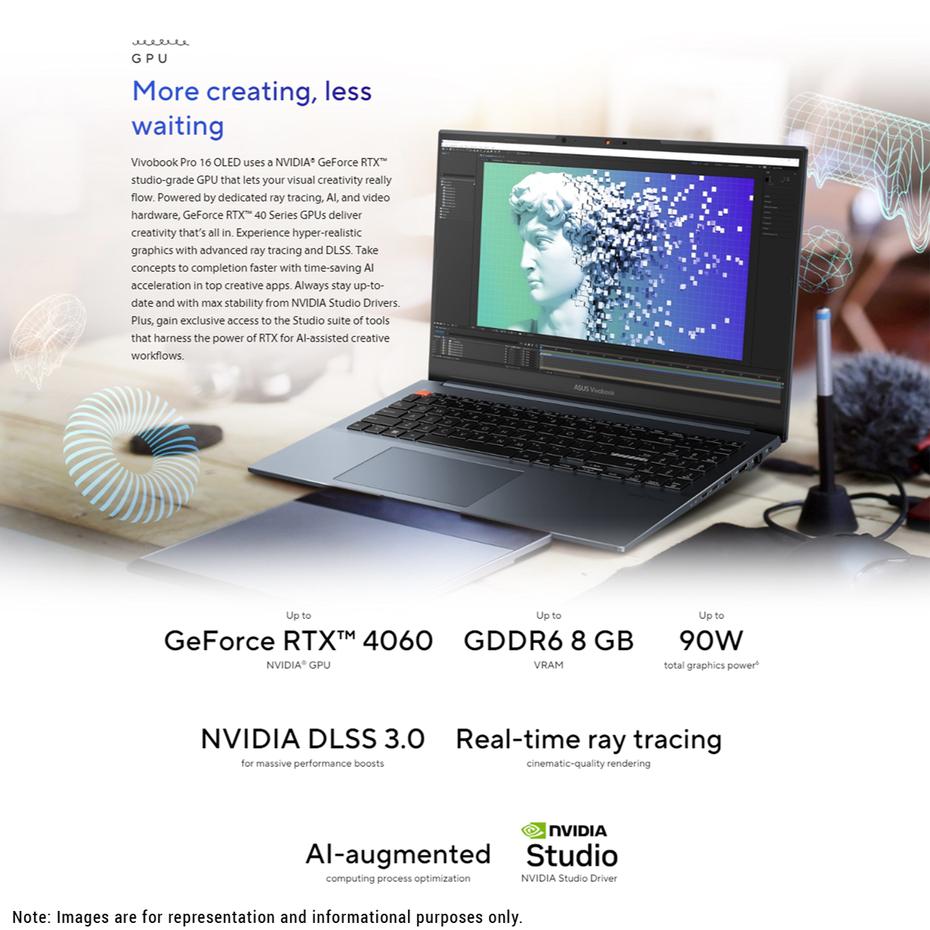 Asus Vivobook Pro 16 Laptop, 16" OLED, i9-13900H, RTX4060, W11Home