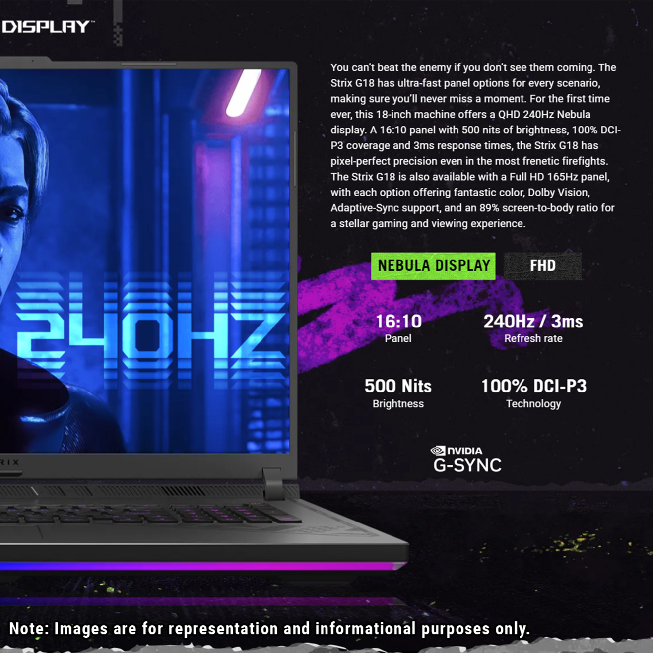 Asus Rog Strix G18 Gaming Laptop, 18" QHD, i9-13980HX, RTX4070, W11Home