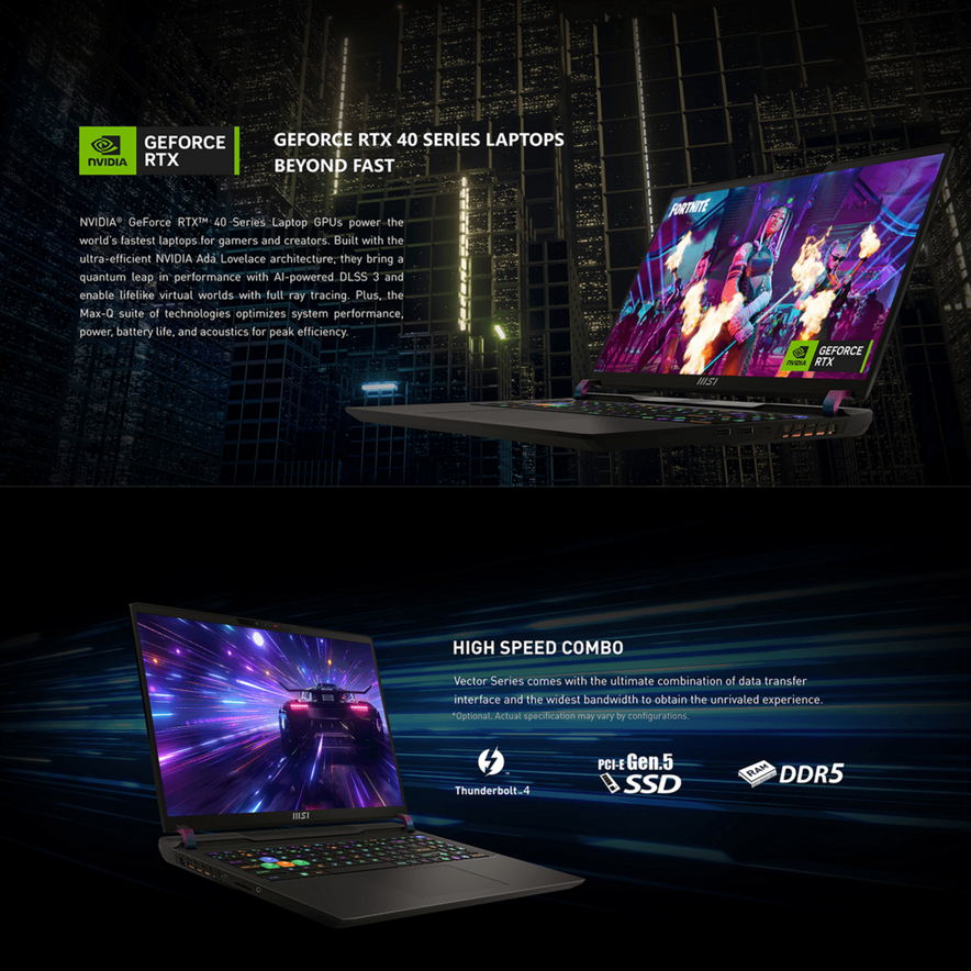 MSI GP Gaming Laptop, 16" FHD Display, Intel Core i9-12900H, NVIDIA GeForce RTX 4080, Windows 11 Home, Black - Teknoraks