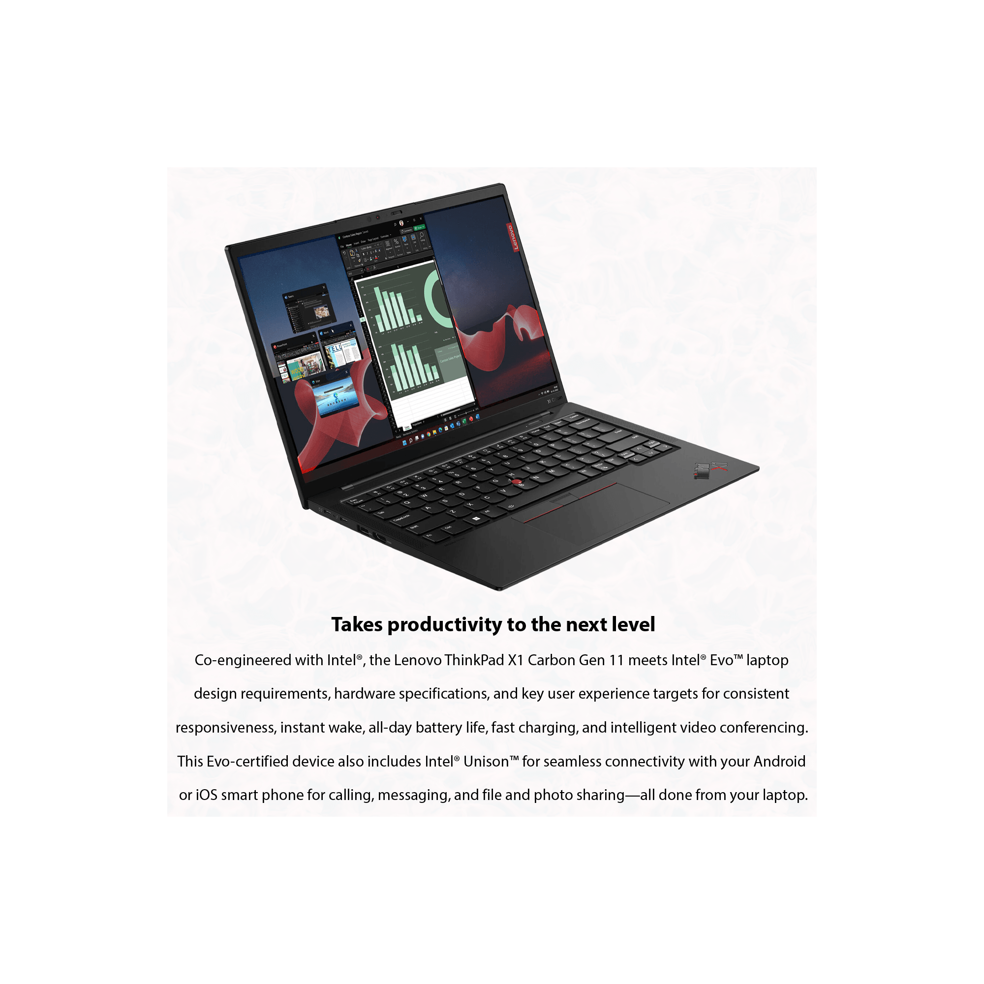 Lenovo ThinkPad X1 Carbon Gen 11, 13th Intel Core i7-1365U, 14" WUXGA IPS Display, Windows 11 Pro, Black