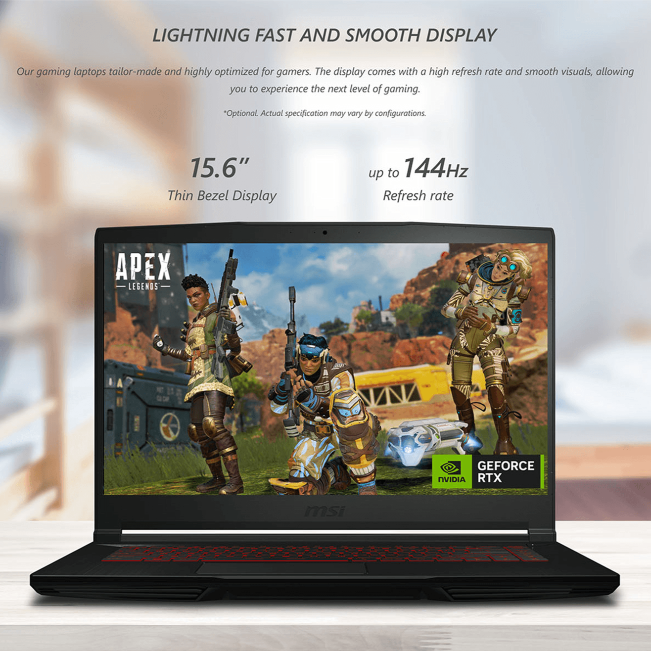 MSI GF Series Gaming Laptop, 15.6" FHD Display, Intel Core i5-12450H, NVIDIA GeForce RTX 4050, Windows 11 Home, Black - Teknoraks