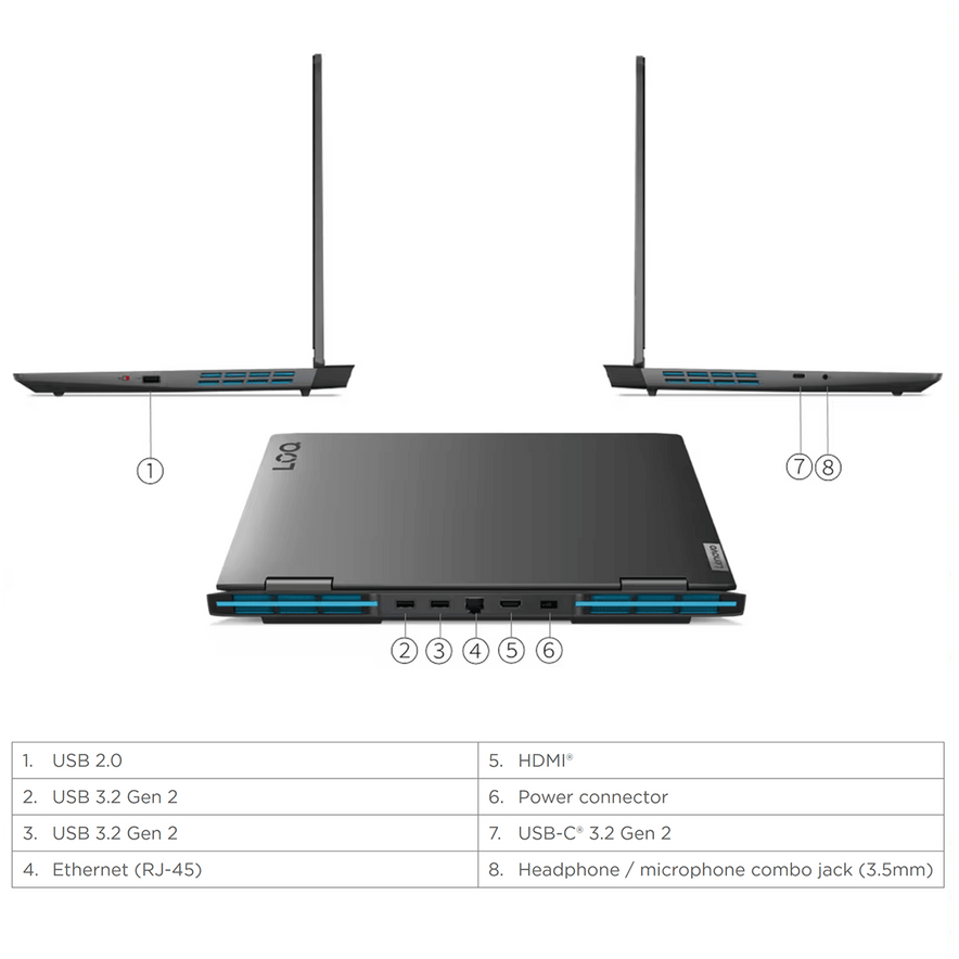 Lenovo LOQ Gaming Laptop, 16" WUXGA Display, Intel Core i5-13500H, RTX NVIDIA GeForce RTX 4050, Windows 11 Home, Grey - Teknoraks