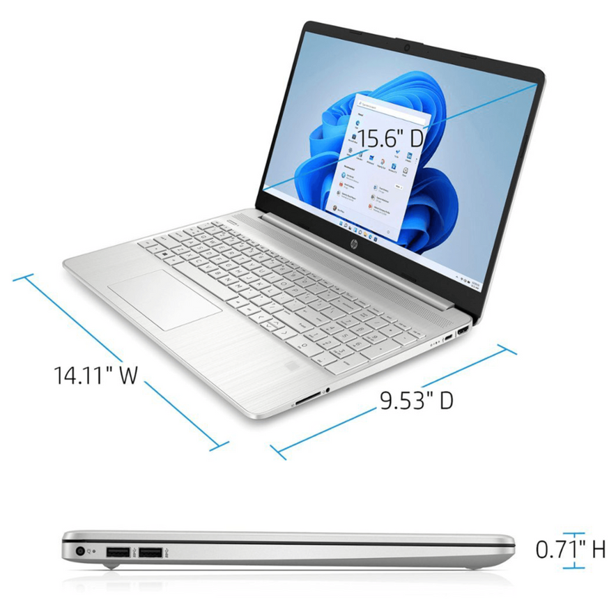 HP Laptop, 15.6" Touch-Screen Full HD Display, Intel Core i7-1255U, Intel Iris Xe Graphics, Windows 11 Home, Natural Silver - Teknoraks