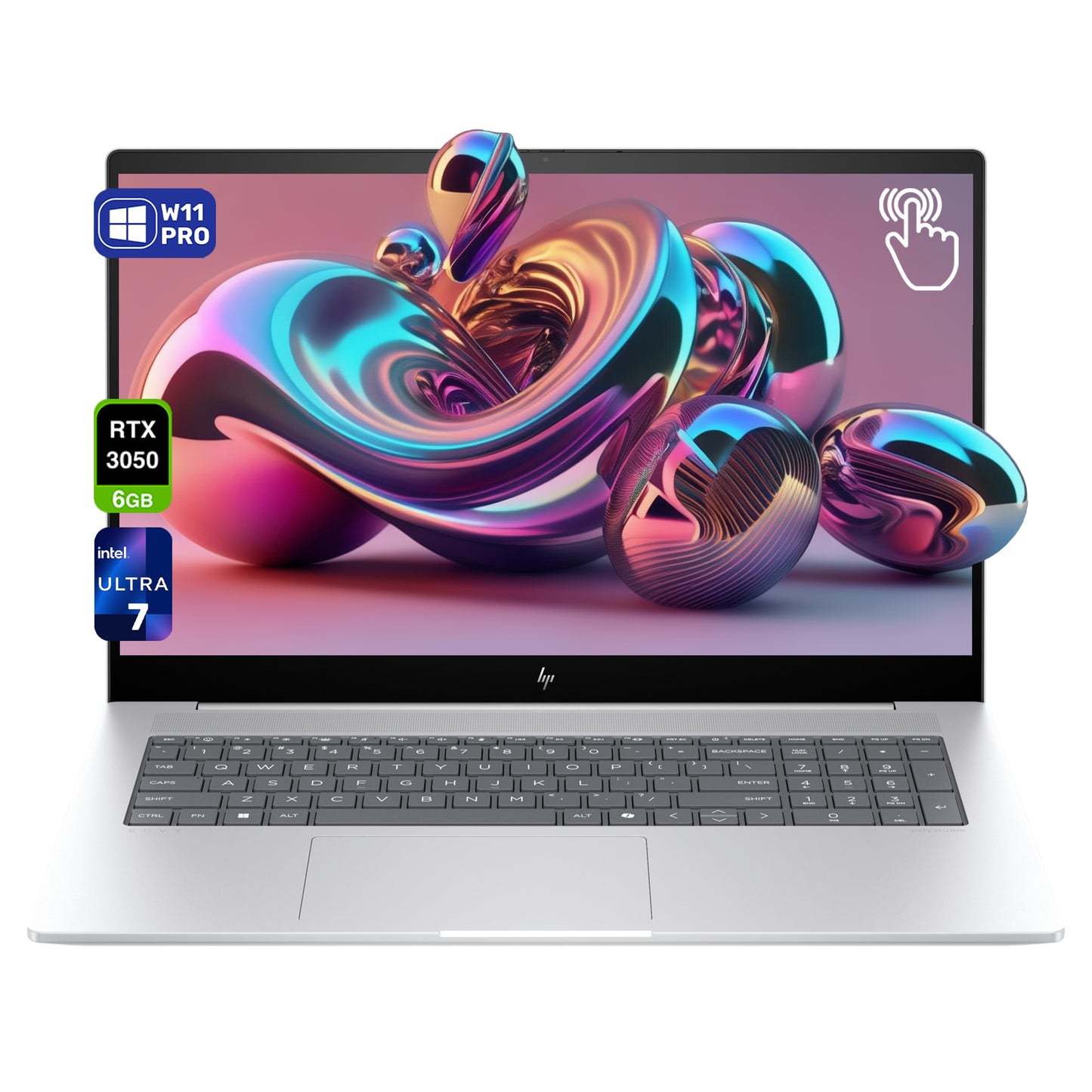 HP Envy Laptop, Ultra 7-155U, 17.3" FHD Touchscreen (1920x1080), RTX3050