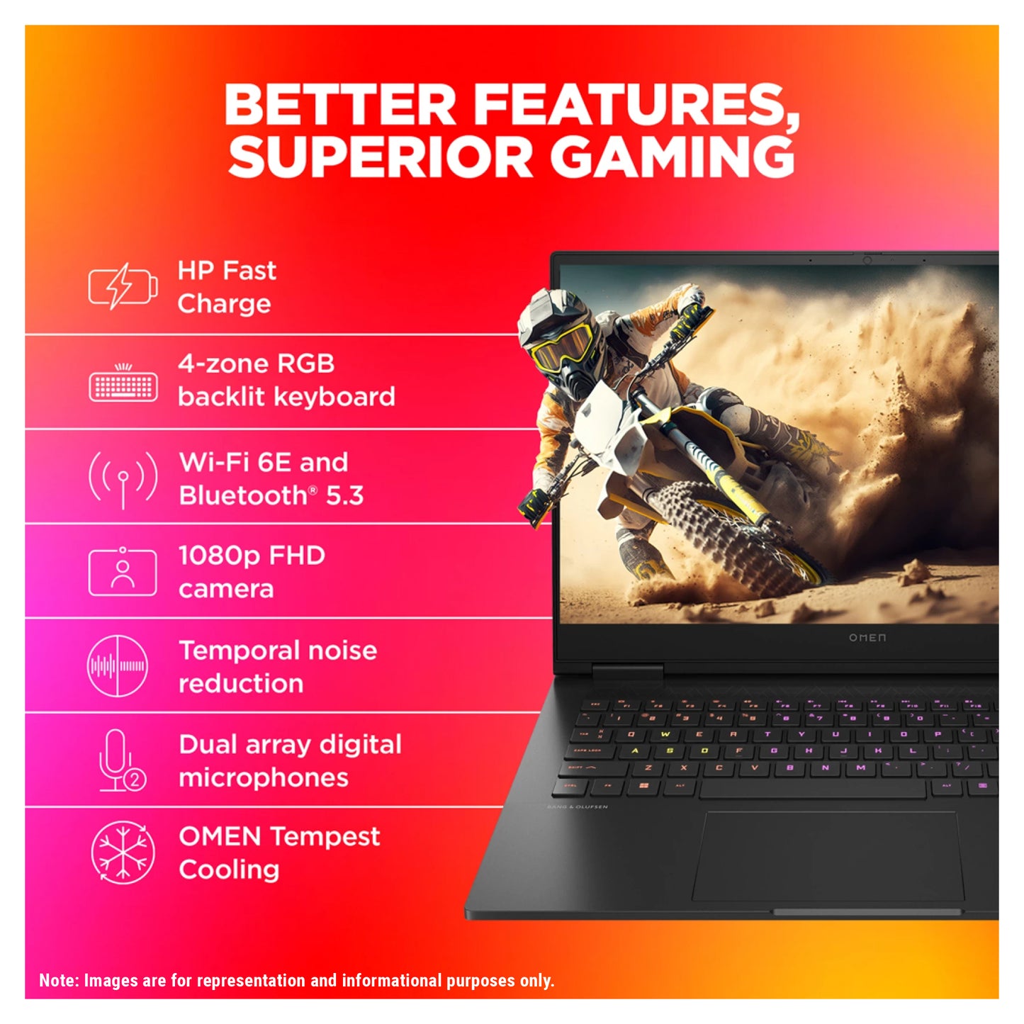 HP OMEN Gaming Laptop, i7-13620H, 16.1" FHD (1920x1080), RTX4060