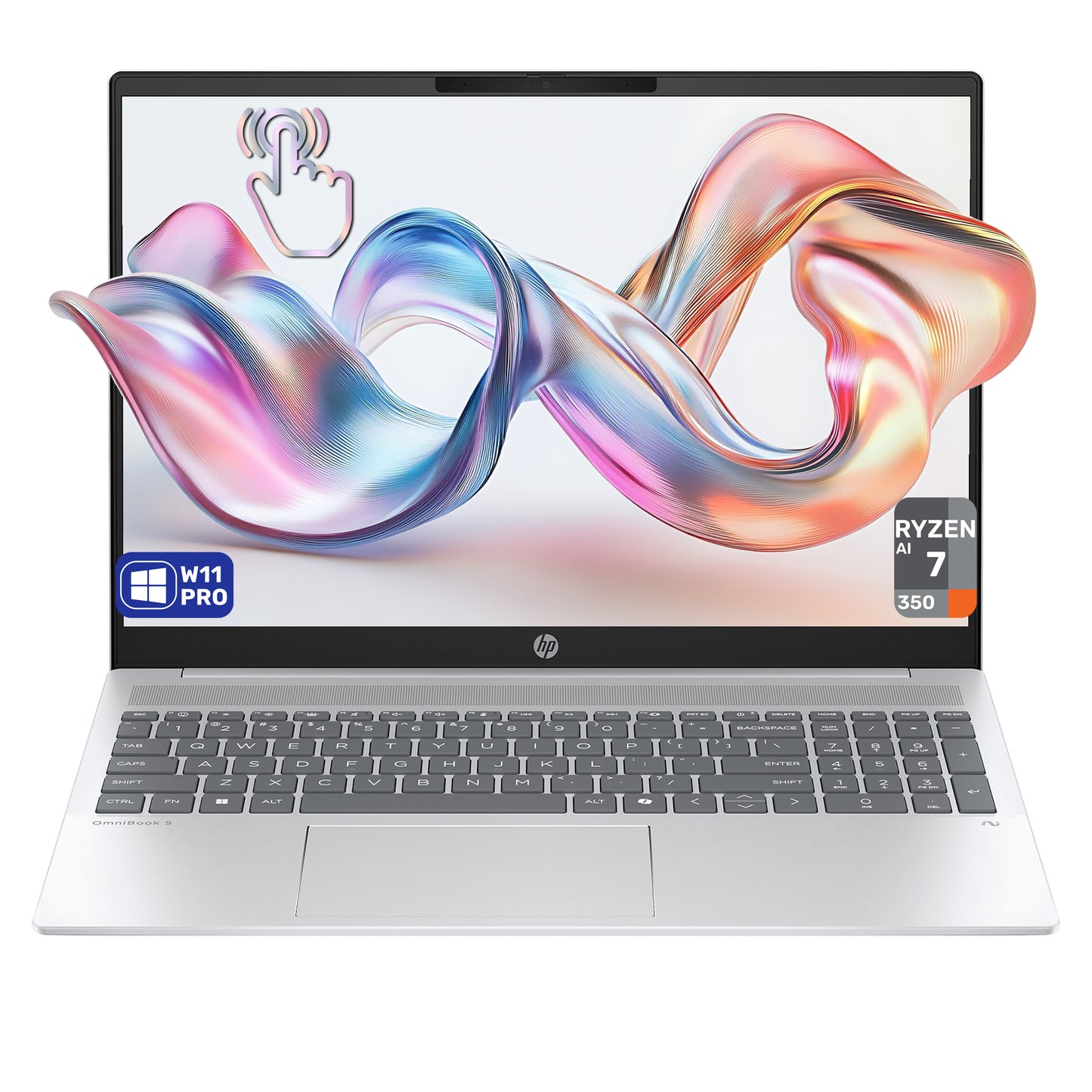 HP OmniBook 5 AI Copilot+ Laptop, Ryzen AI 7 350, 16" 2K (1920x1200) Touchscreen
