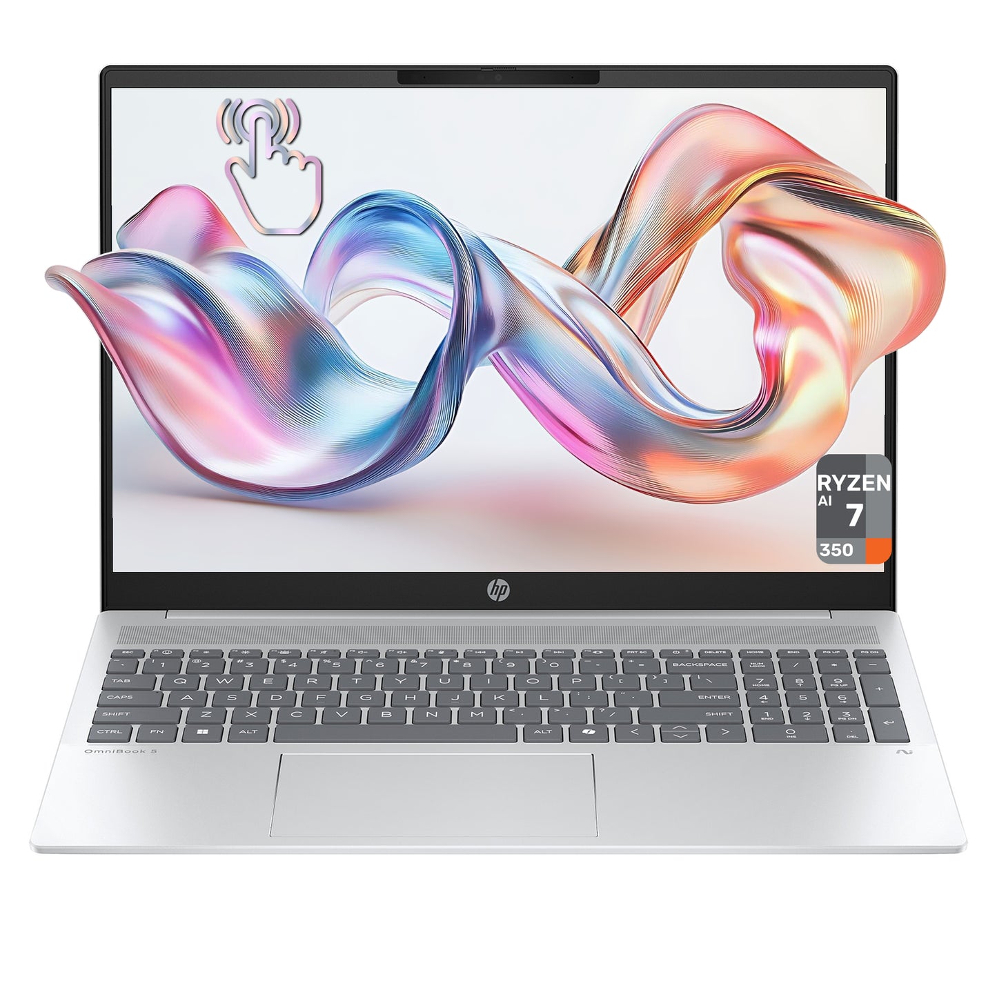 HP OmniBook 5 AI Copilot+ Laptop, Ryzen AI 7 350, 16" 2K (1920x1200) Touchscreen