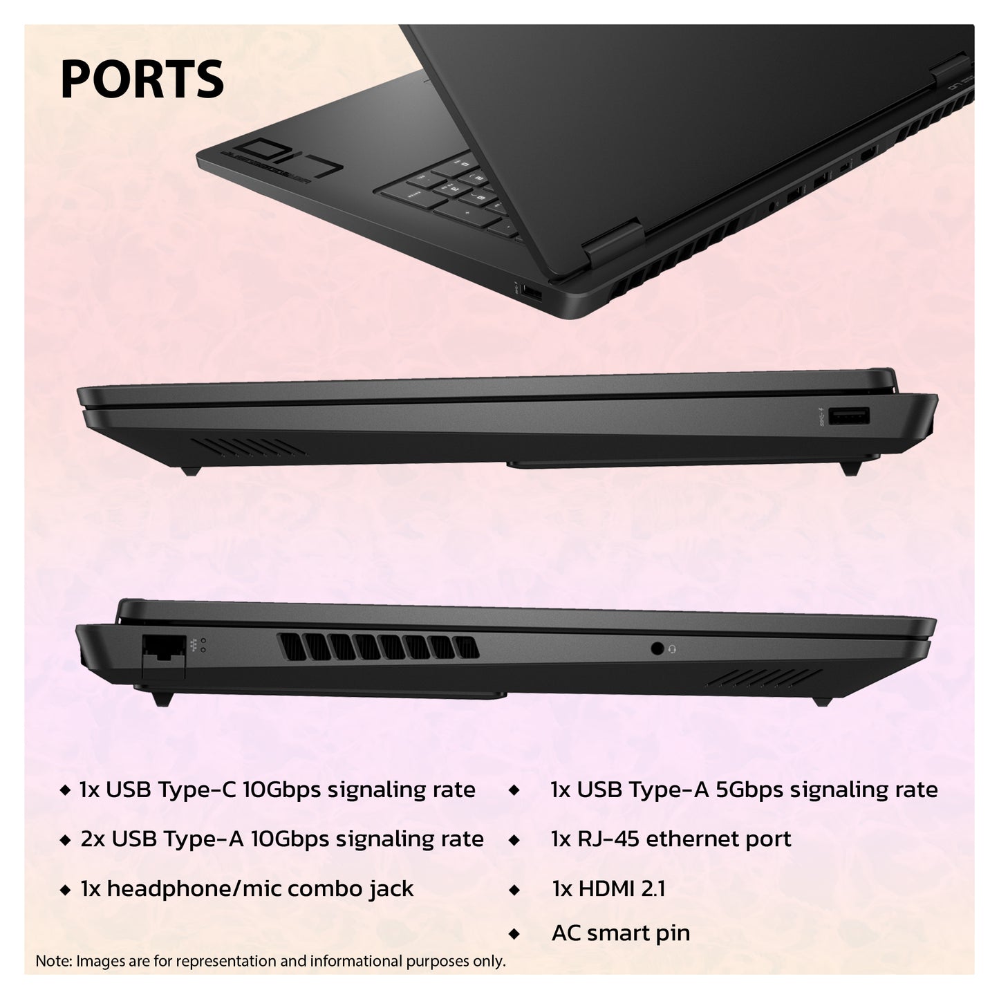 HP OMEN Gaming Laptop, Ryzen AI 9-365, 17.3" FHD (1920x1080) 144Hz, RTX 5060
