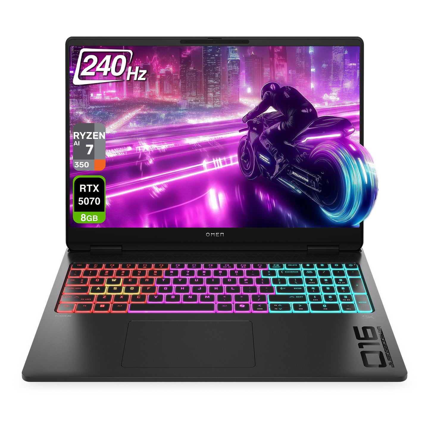 HP OMEN 16 MAX Gaming Laptop, Ryzen AI 7 H 350, 16" WQXGA (2560x1600) 240Hz, RTX5070