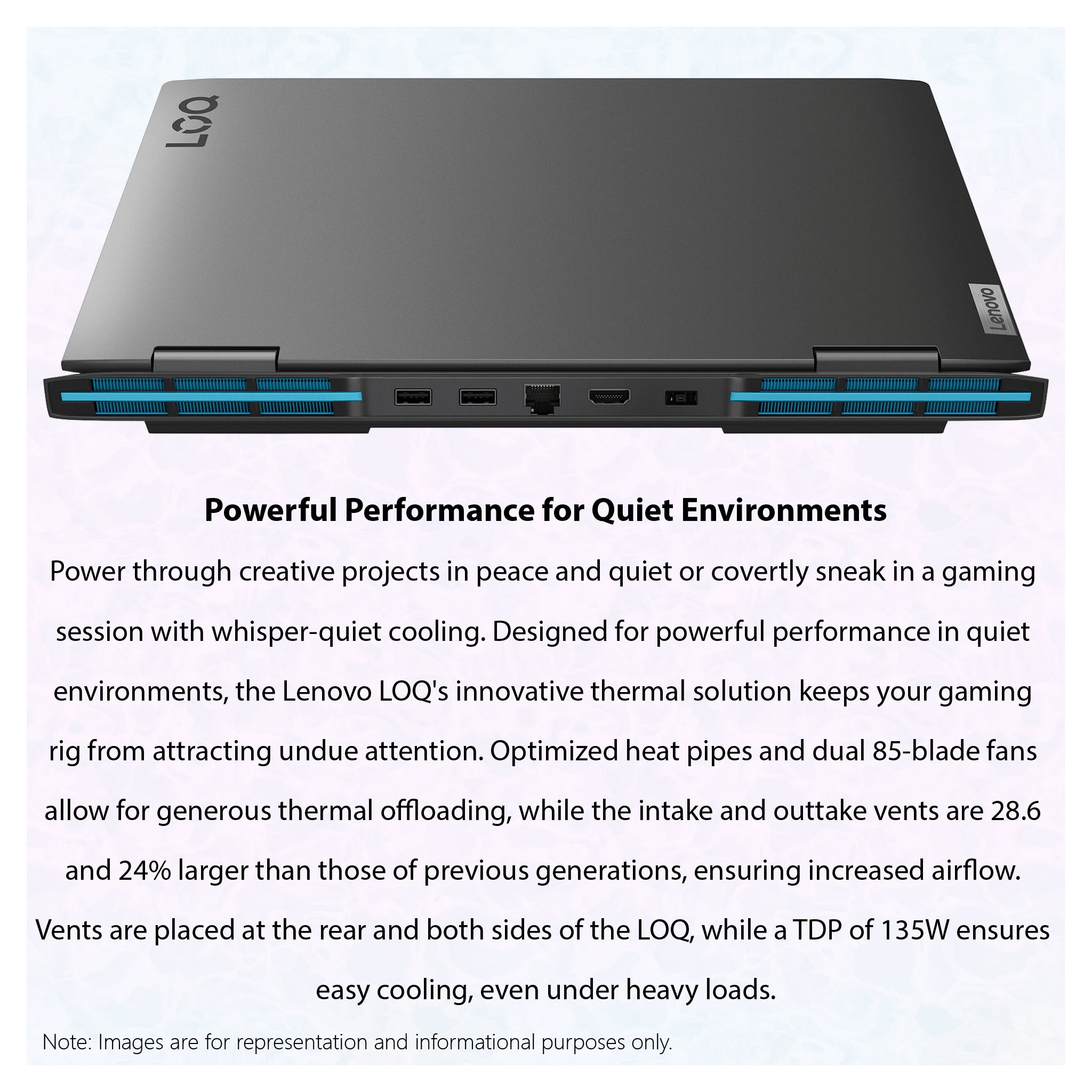 Lenovo LOQ Gaming Laptop, 15.6" FHD Display, Intel CoreI5-13420H, NVIDIA GEFORCE RTX 3050, Windows 11  Home, Storm Grey
