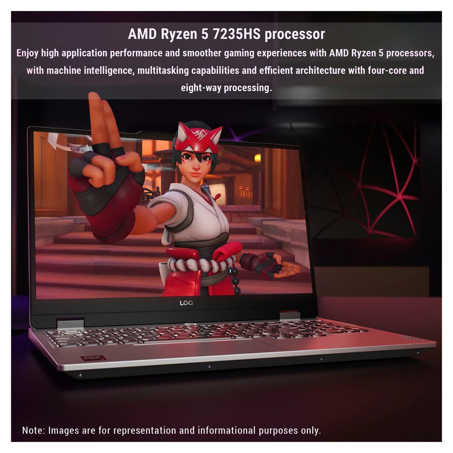 Lenovo LOQ Gaming Laptop, Ryzen 5-7235HS, 15.6" FHD (1920x1800), RTX4050