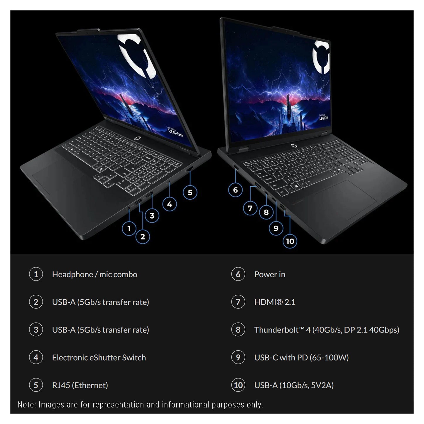Lenovo Legion Pro 5i Gen 10 Gaming Laptop, Ultra 9-275HX, 16" WQXGA (2560x1600) RTX 5070