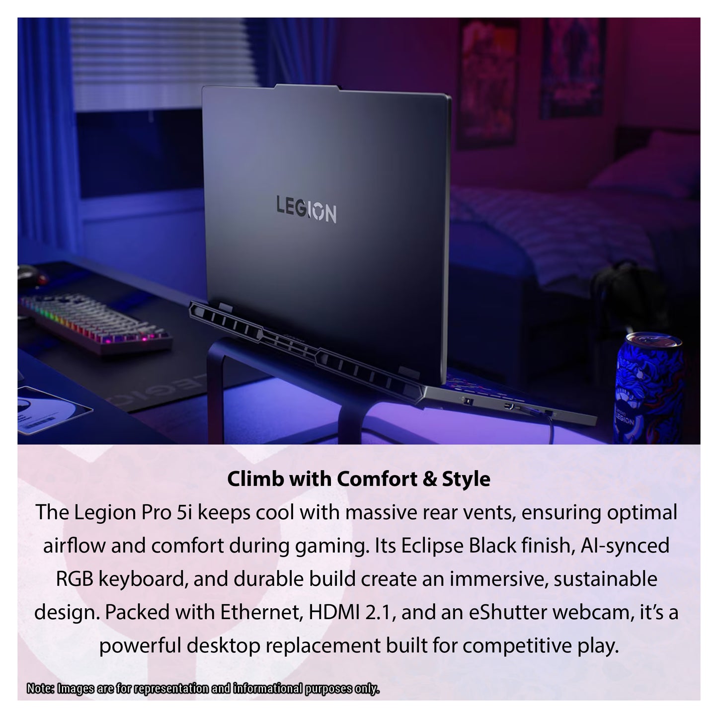 Lenovo Legion Pro 5i Gen 10 Gaming Laptop, Ultra 9-275HX, 16" WQXGA (2560x1600), RTX 5060, 24-zone RGB Keyboard