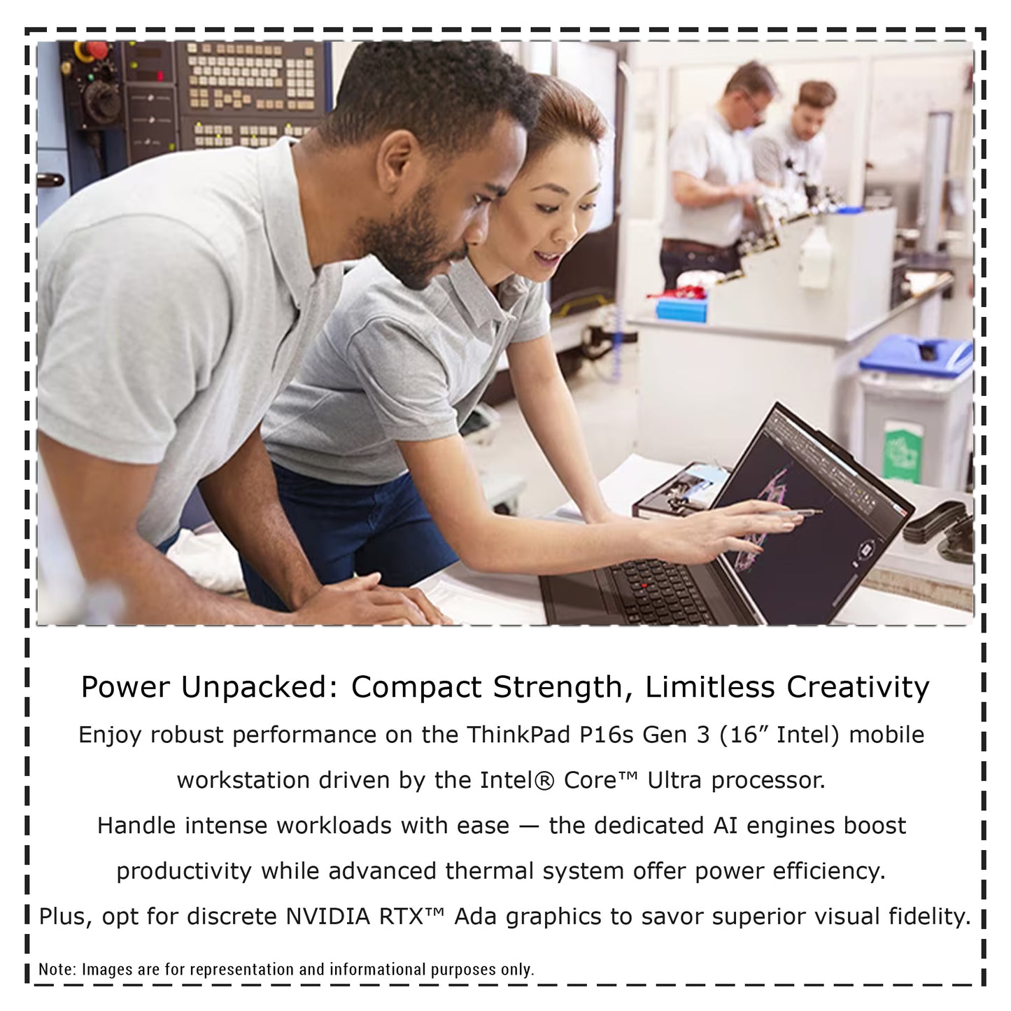 Lenovo ThinkPad P16s Gen 3 Mobile Workstation, Ultra 7-155H, 16" WUXGA (1920x1200) Touchscreen, RTX 500, W11 Pro