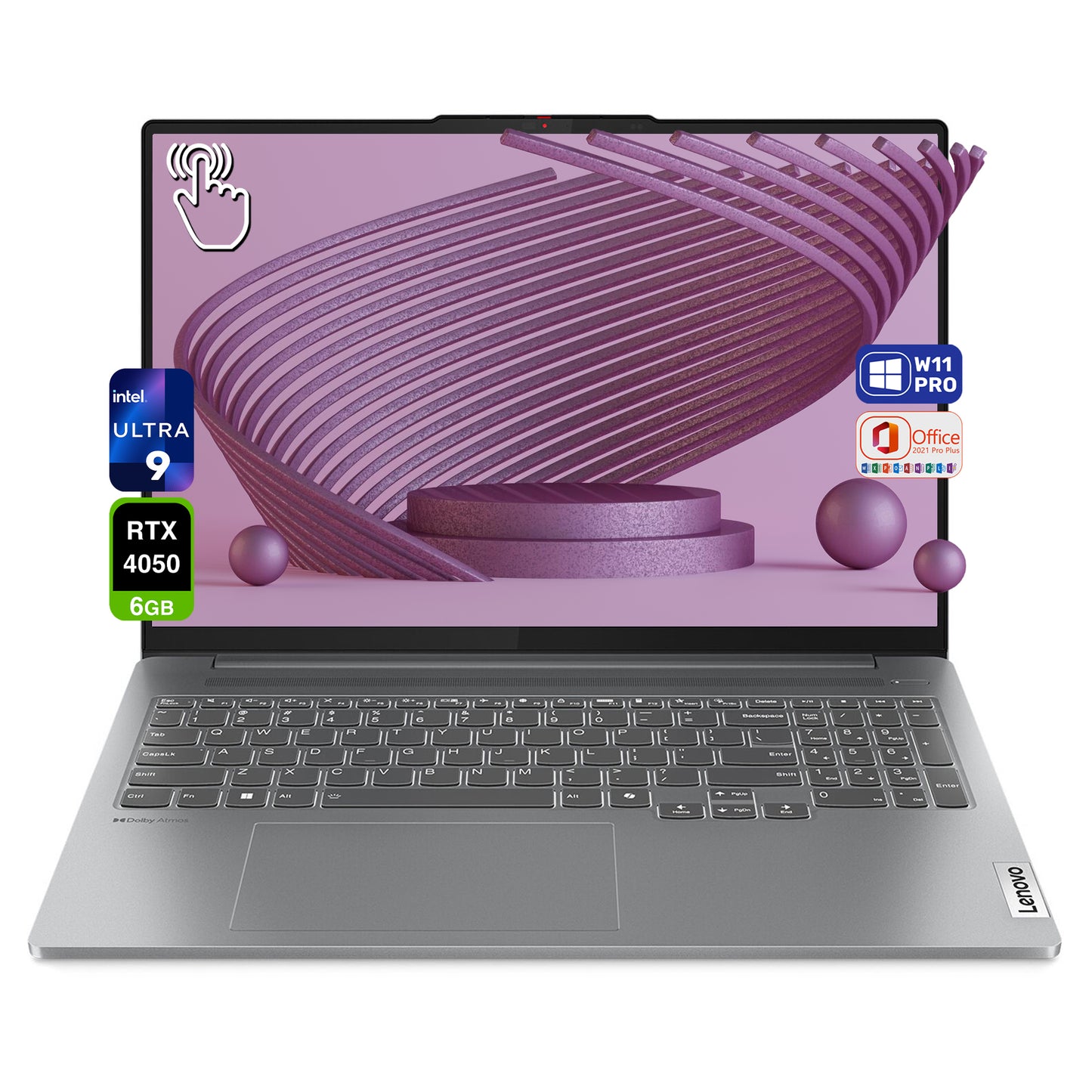 Lenovo IdeaPad Pro 5i Multi-Touch Laptop, Ultra 9-185H, 16" OLED Touchscreen (2048x1280), RTX4050, W11 Pro, Office 2021