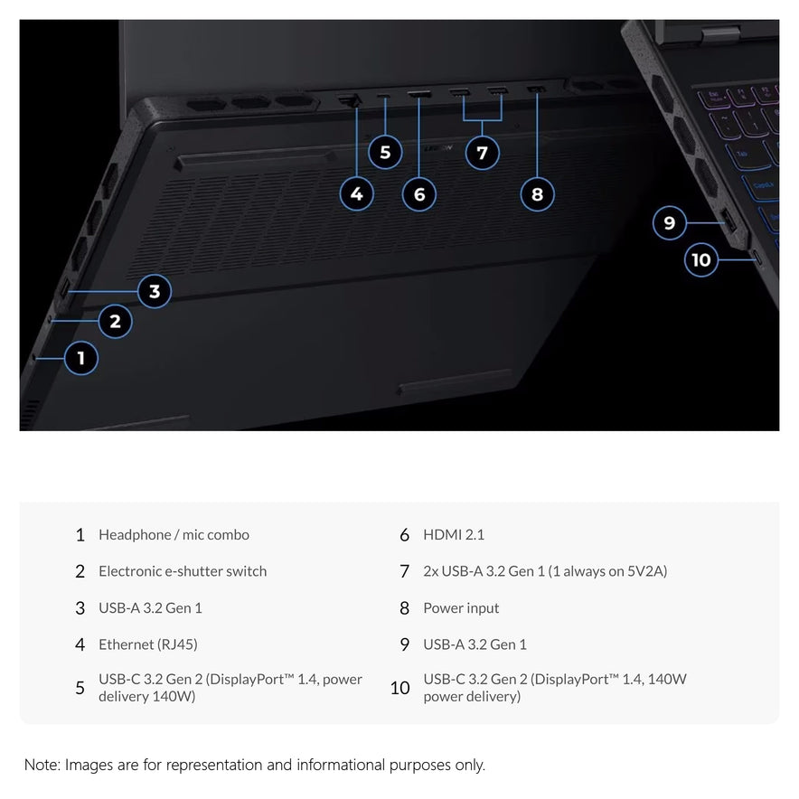 Lenovo Legion Pro 7i Gaming Laptop, i9-14900HX, 16" WQXGA, RTX4080 (Used-Like New)