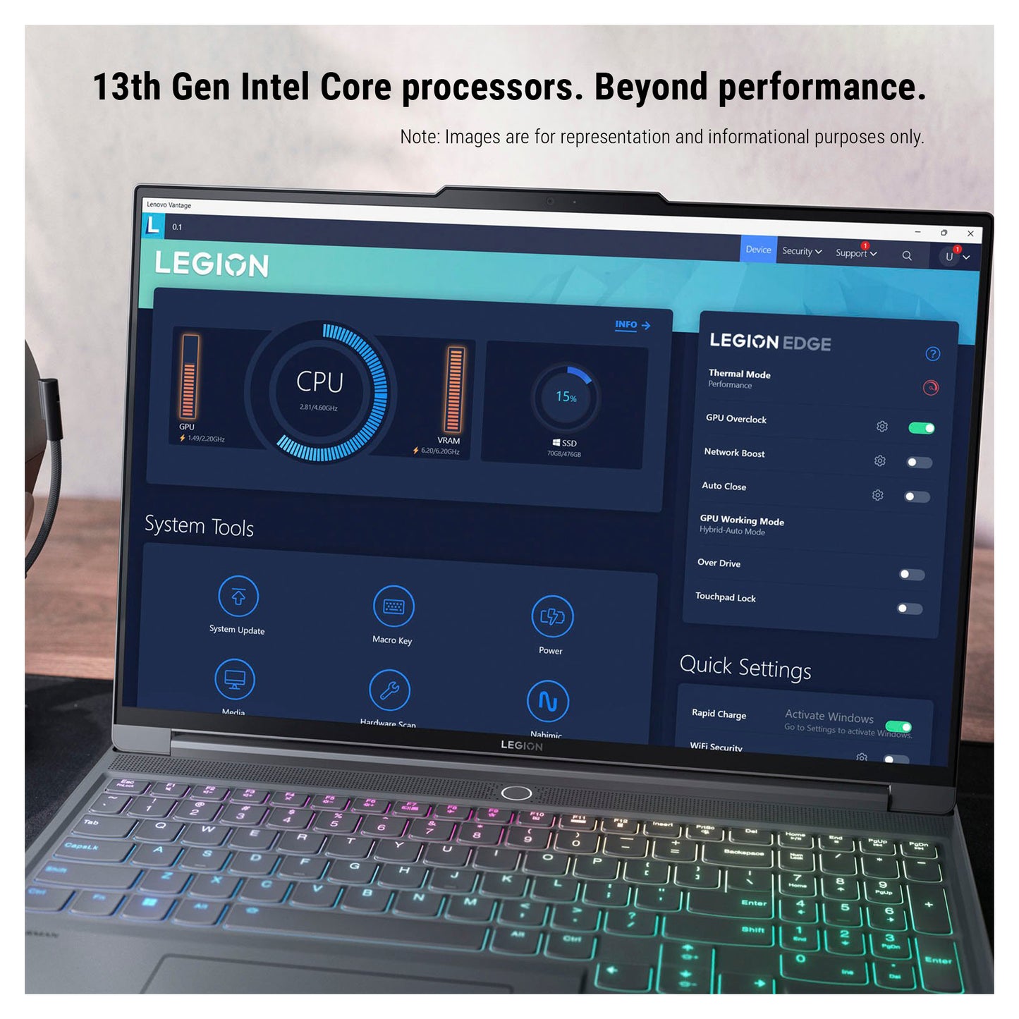 Lenovo Legion Slim 7i Gen 8 Laptop, i9-13900H, 16" WQXGA, RTX 4070, Fingerprint Reader, W11Home