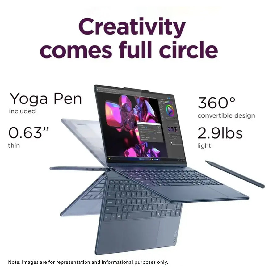 Lenovo Yoga 9i 2-in-1 Copilot+ Laptop, Ultra 7-258V, 14" 3K (2880x1800) OLED Touchscreen