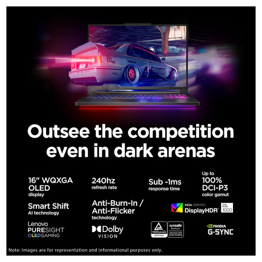 Lenovo Legion Pro 7i Gen10 Gaming Laptop, Ultra 9-275HX, 16" 2.5K (2560x1600)240Hz, RTX5070Ti, RGB Keyboard, Eclipse Black+Traix Mousepad