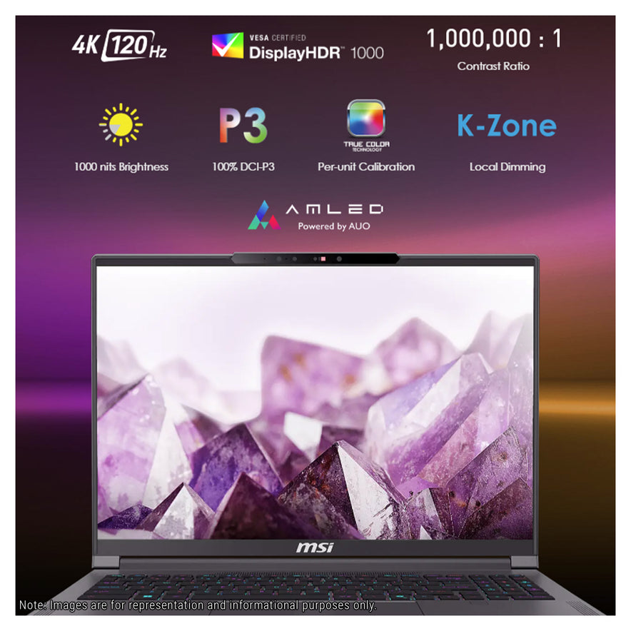 MSI Creator A16 AI+ Laptop, Ryzen AI 9 HX370, 16" UHD+ (3840x2400) 120Hz, RTX4070, W11 Pro