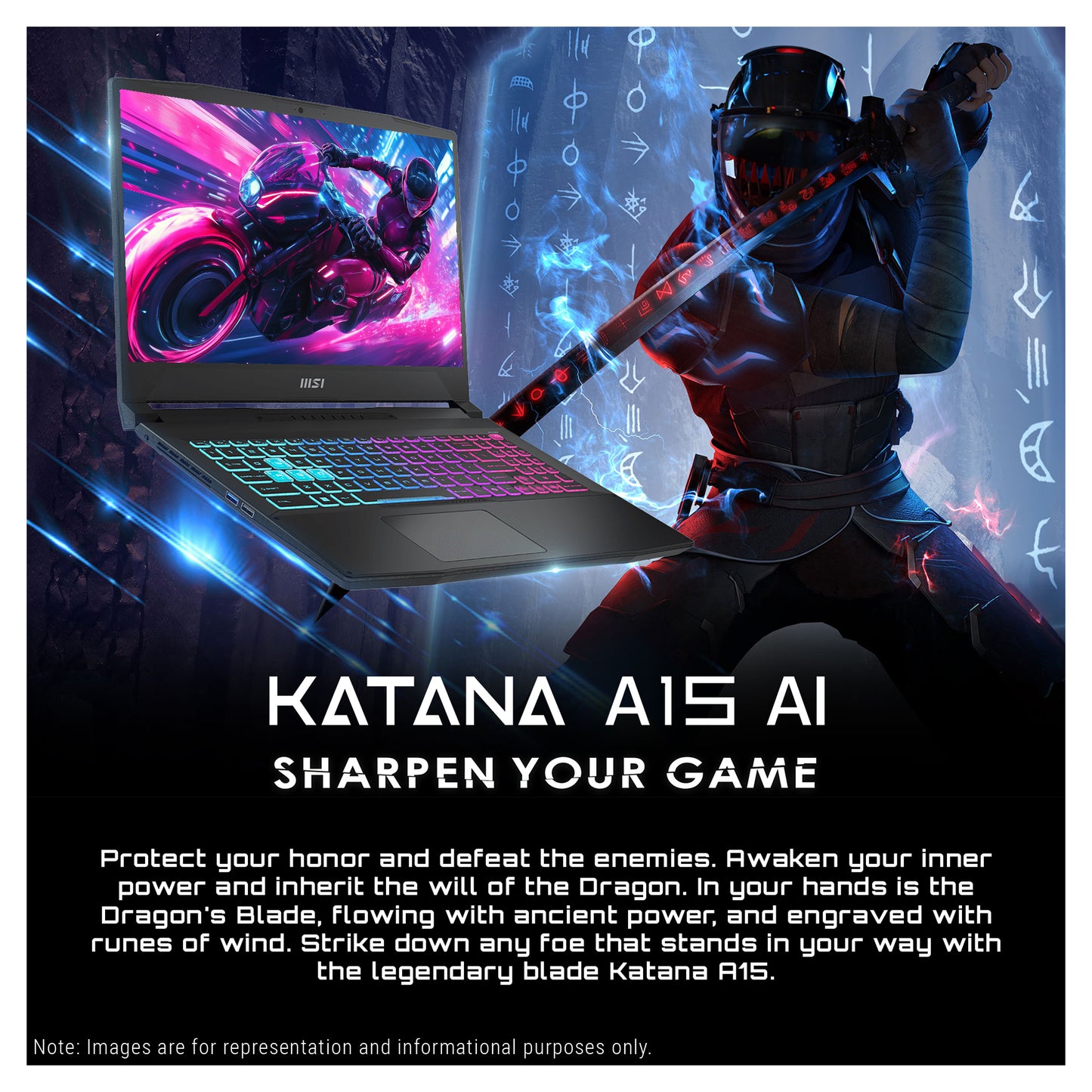 MSI Katana 15 Gaming Laptop, Ryzen 9 8945HS, 15.6" FHD (1920x1080), RTX4070