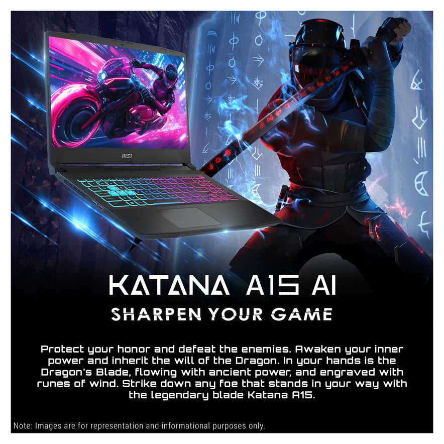 MSI Katana 15 Gaming Laptop, Ryzen 9 8945HS, 15.6" FHD (1920x1080), RTX4070