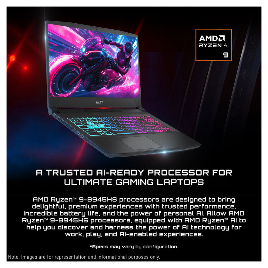 MSI Katana 15 Gaming Laptop, Ryzen 9 8945HS, 15.6" FHD (1920x1080), RTX4070