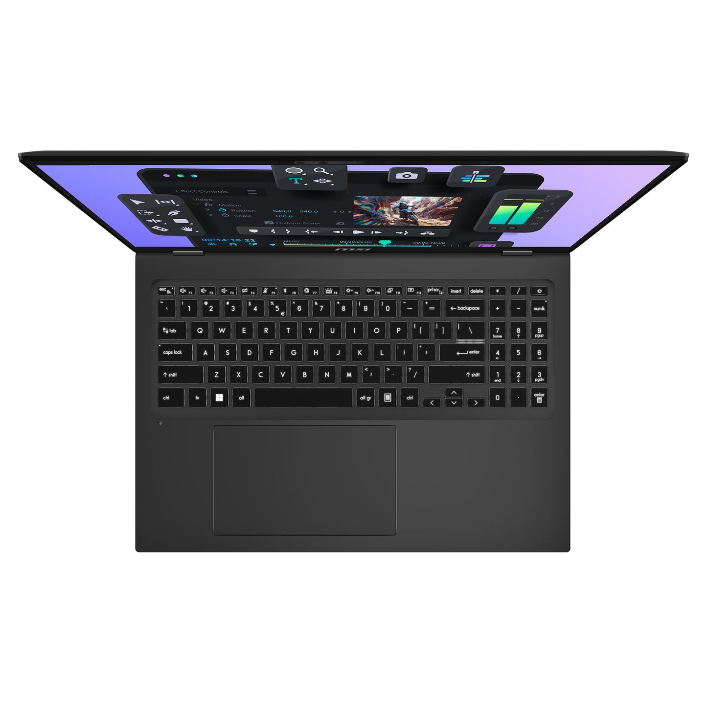 MSI Prestige 16AI Studio Laptop, Ultra 7-155H, 16" QHD+ (2560x1600), RTX4070