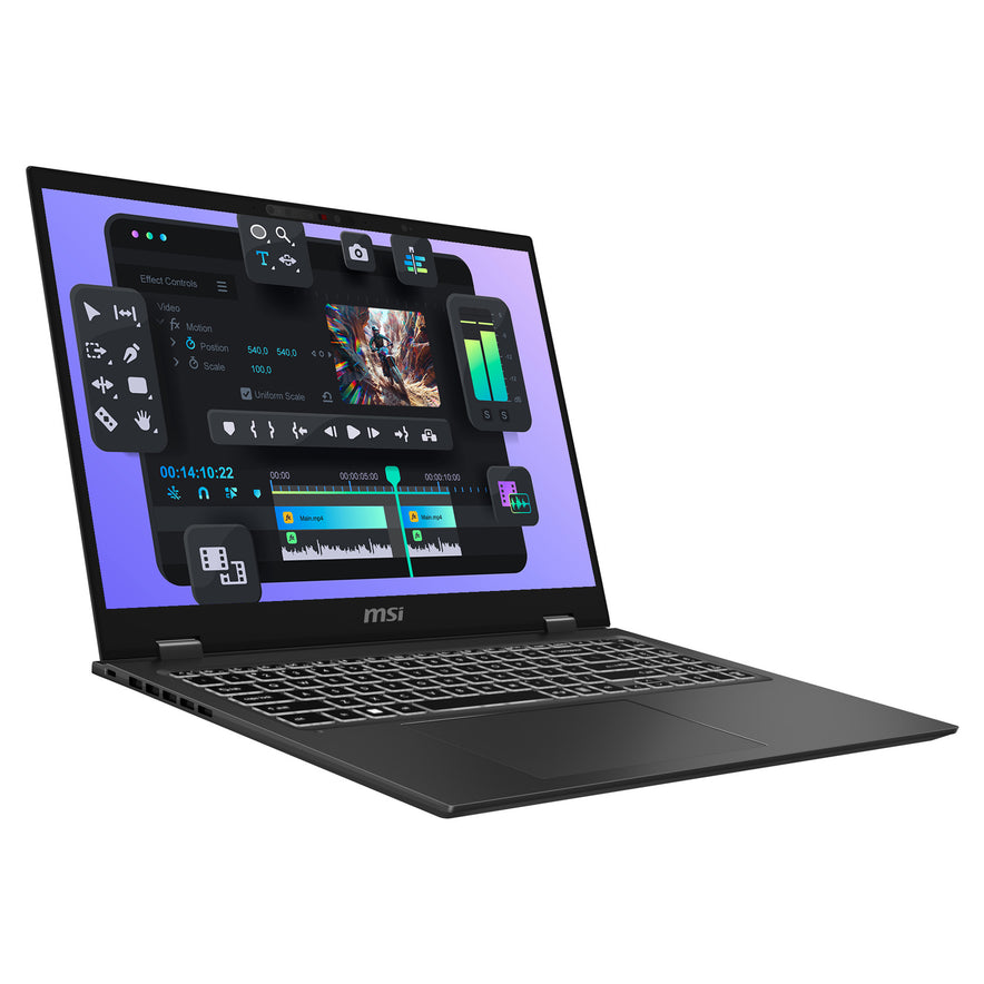 MSI Prestige 16AI Studio Laptop, Ultra 7-155H, 16" QHD+ (2560x1600), RTX4070