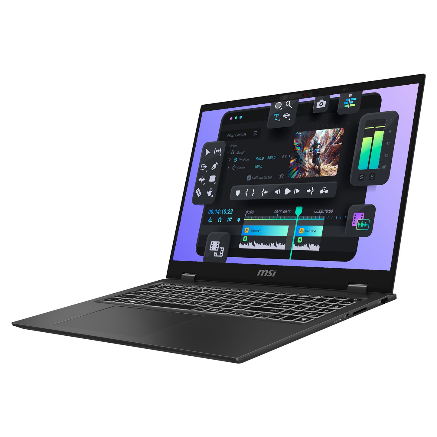 MSI Prestige 16AI Studio Laptop, Ultra 7-155H, 16" QHD+ (2560x1600), RTX4070