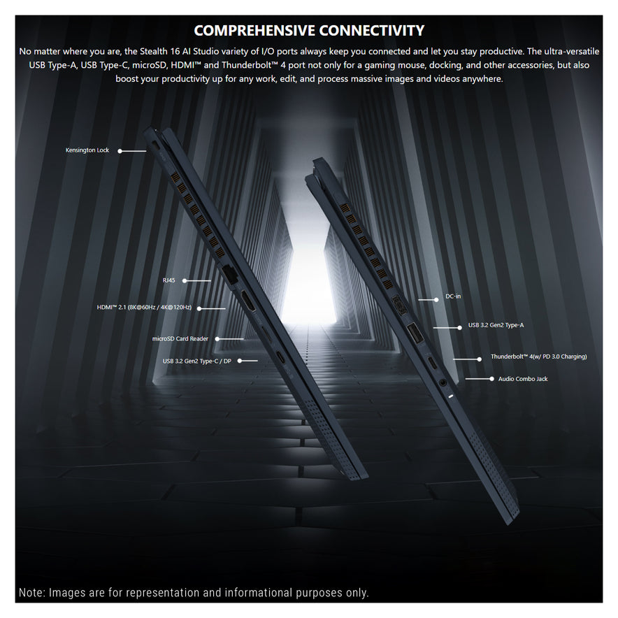 MSI Stealth 16 AI Ultra Thin Gaming Laptop, Ultra 9-185H, 16" 165Hz FHD+ (1920x1200), RTX4070, W11Home (Used-Like New)