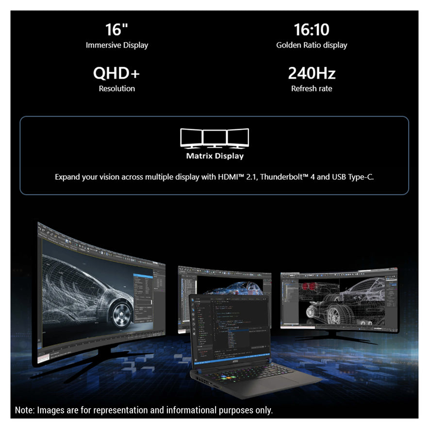 MSI 16" Vector 16 HX Gaming Laptop, i9-14900HX, 16" QHD+ (2560x1600), RTX4090, W11Pro