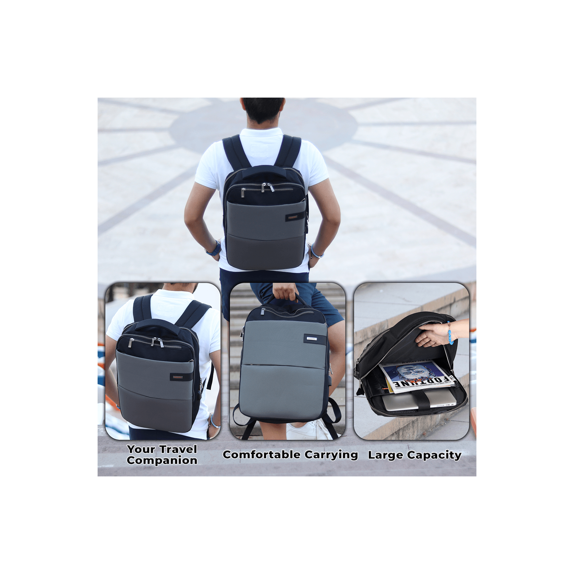 NPO Compact Laptop Backpack, with USB Charging Port, Fits 17.3" - Teknoraks