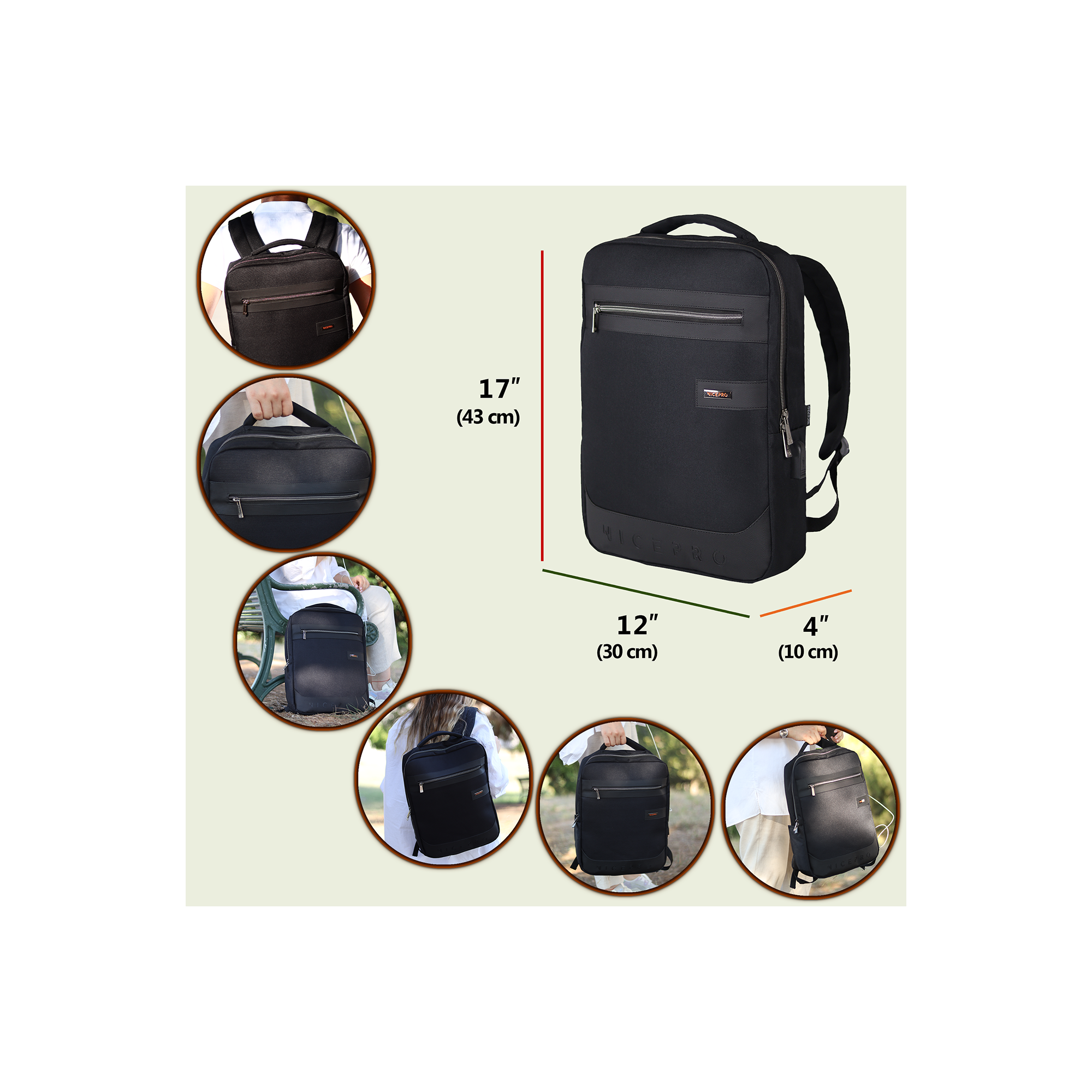 NPO Success Laptop Backpack, With USB Charging Port, Fits 16"
