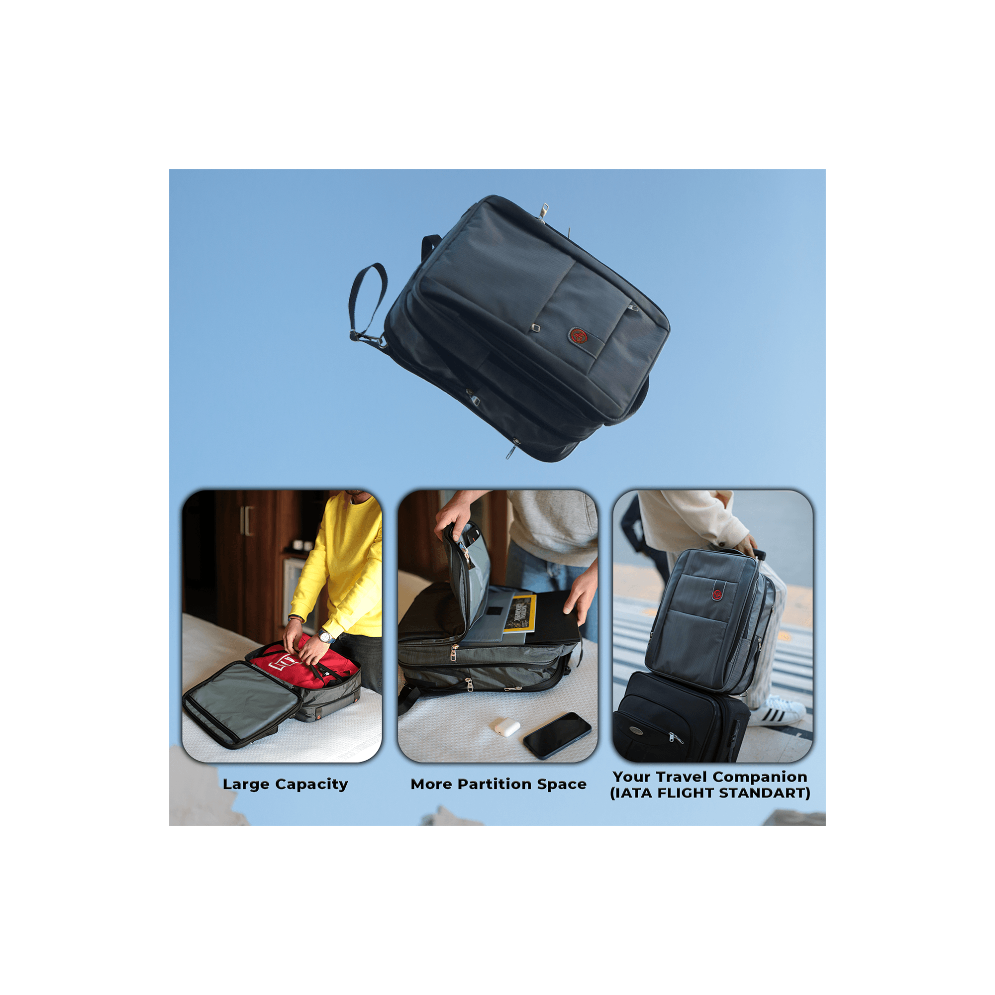 NPO Travela Laptop 40lt Backpack, With USB Charging Port, Fits 15.6"