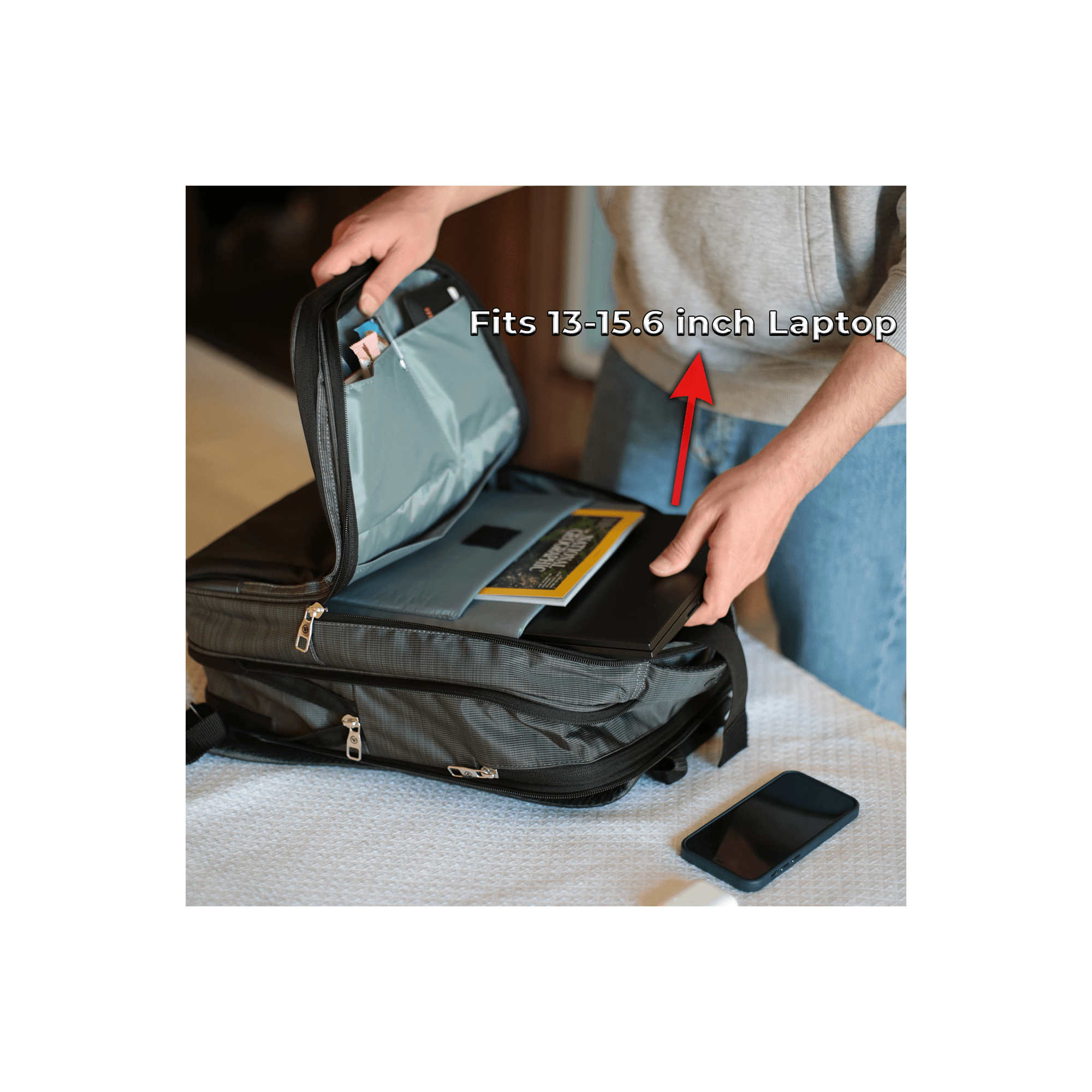 NPO Travela Laptop 40lt Backpack, With USB Charging Port, Fits 15.6"