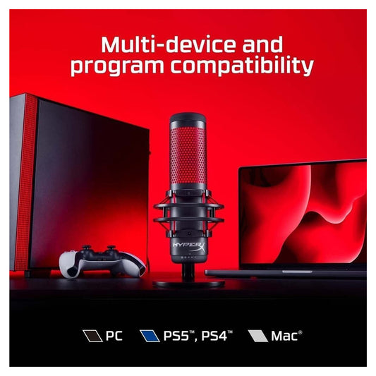 HyperX QuadCast - USB Gaming Microphone (Black-Red) - Red Lighting
