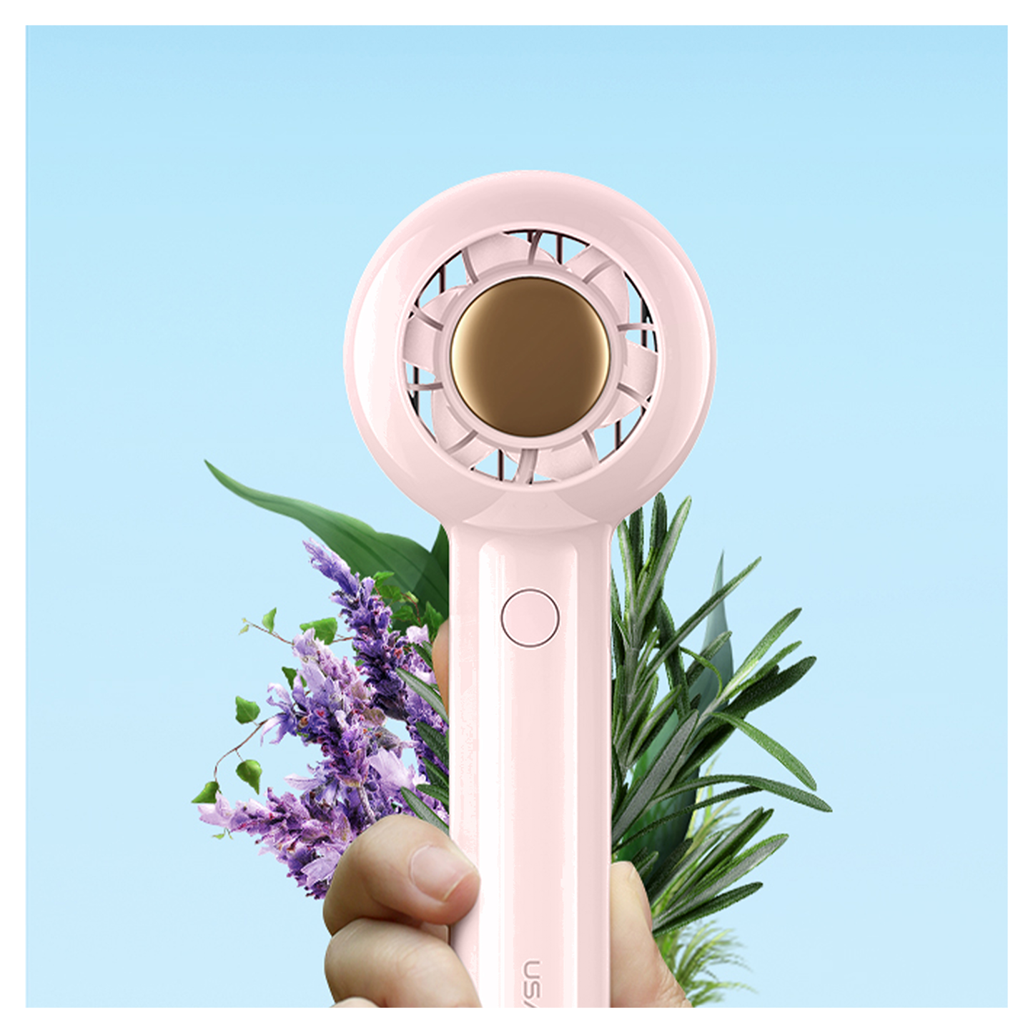 Usams Mini Handheld, Small Personal Portable Table Fan with USB Rechargeable Battery (White)