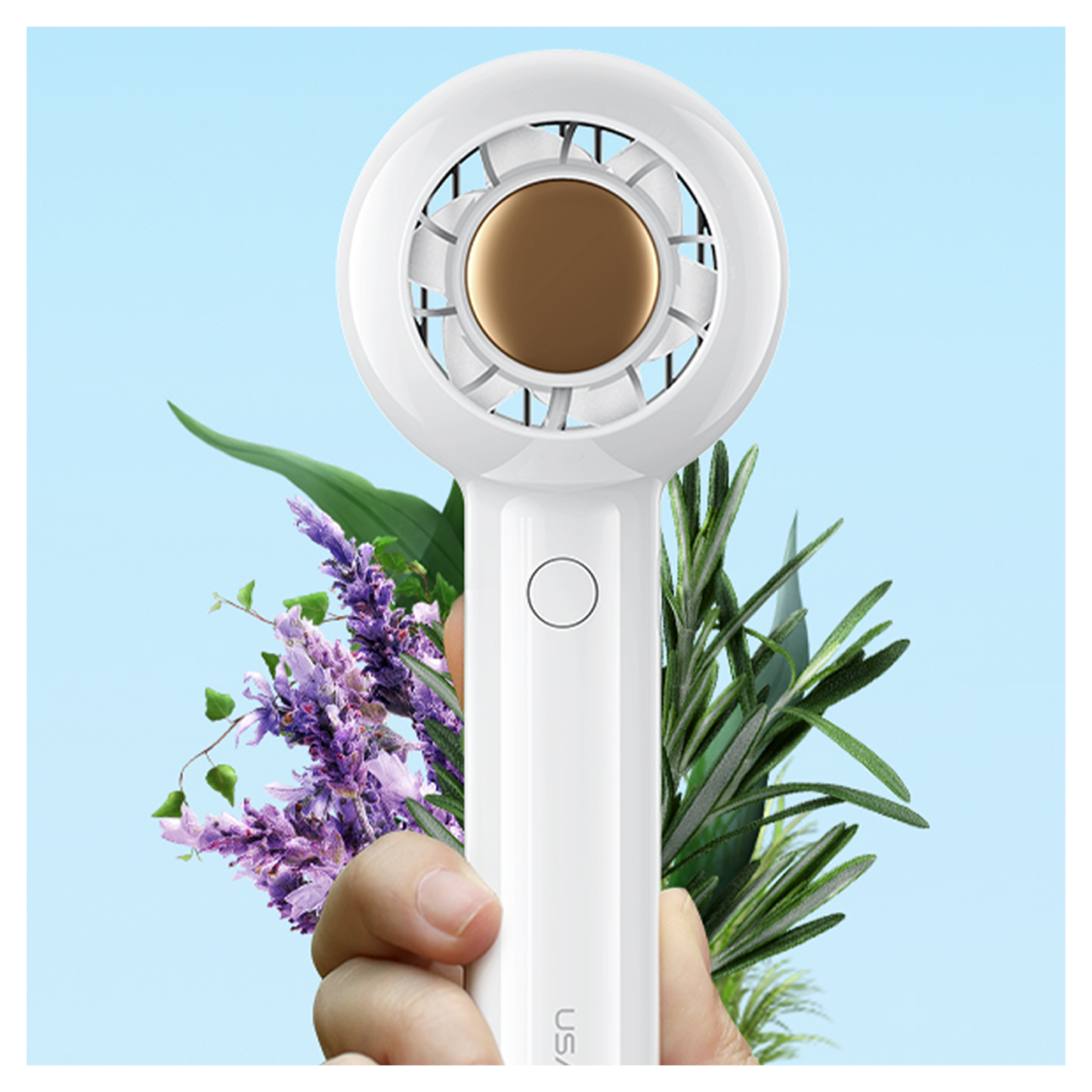 Usams Mini Handheld, Small Personal Portable Table Fan with USB Rechargeable Battery (White)