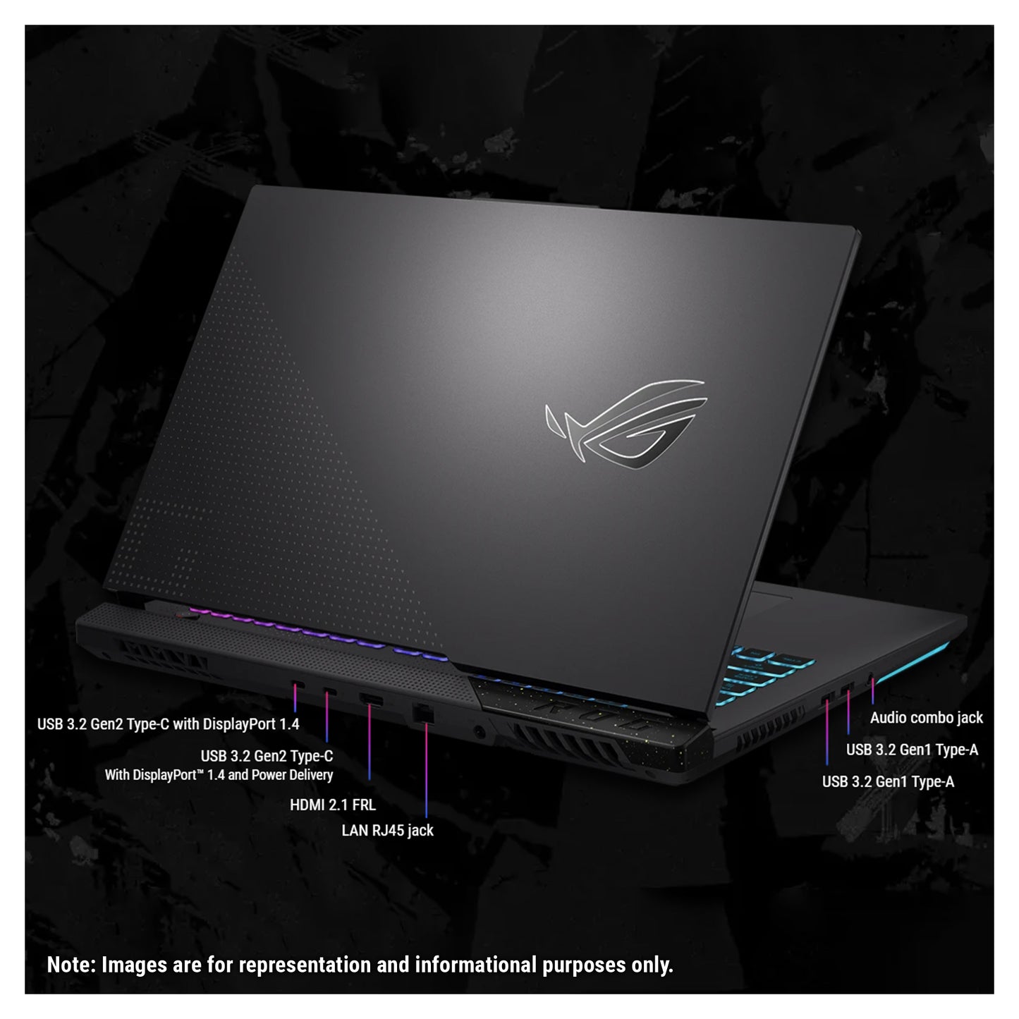 Asus Rog Strix Gaming Laptop, Ryzen 9 7845HX, 17" FHD, RTX4070, Numeric Keyboard, W11 Home