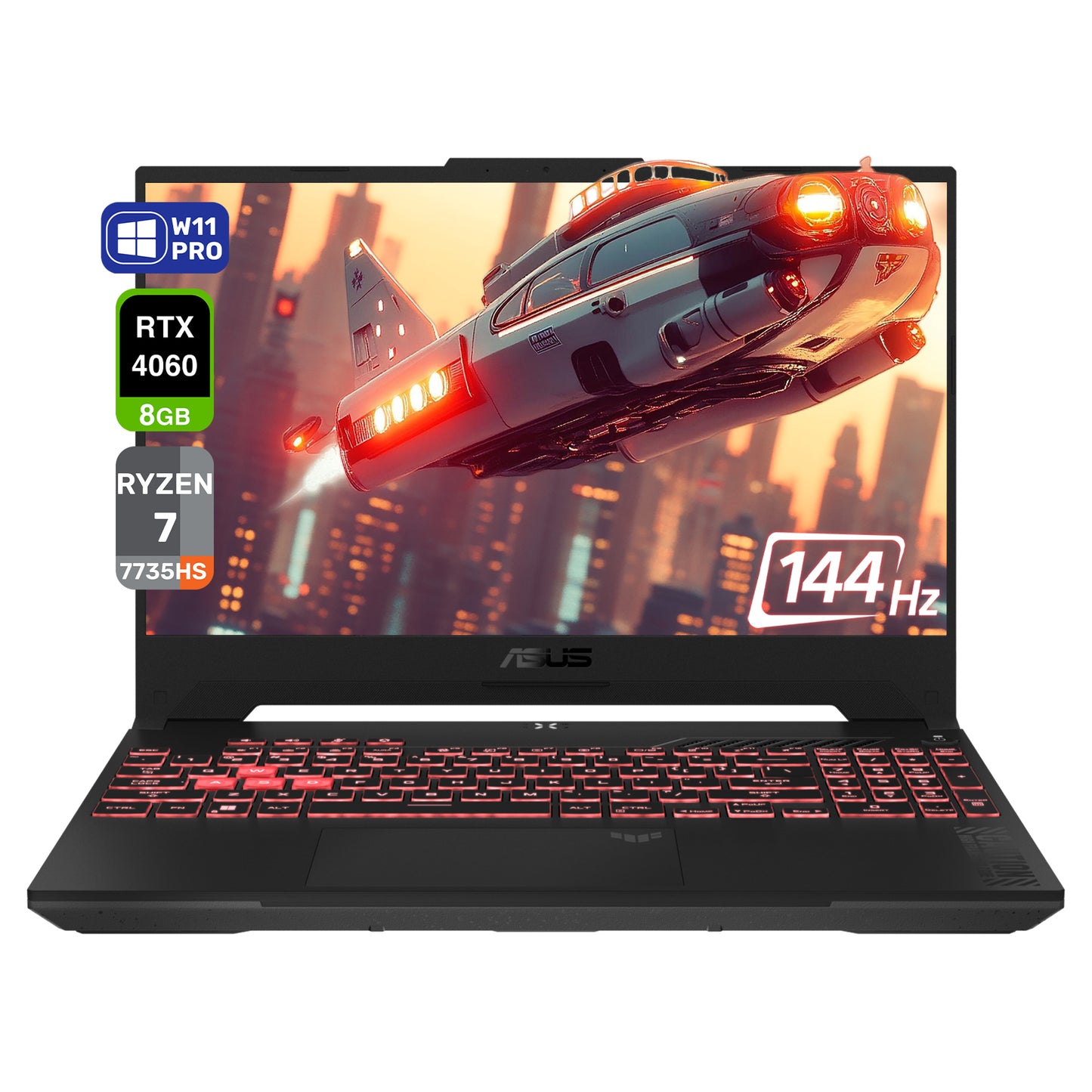 ASUS TUF A17 Gaming Laptop, AMD Ryzen 7 7735HS, 16 GB DDR5 RAM, 1 TB PCIe SSD, 17.3” FHD (1920x1080) 144Hz Display, Nvidia G-Force RTX 4060, Backlit Keyboard, W11 Home, ‎Mecha Gray