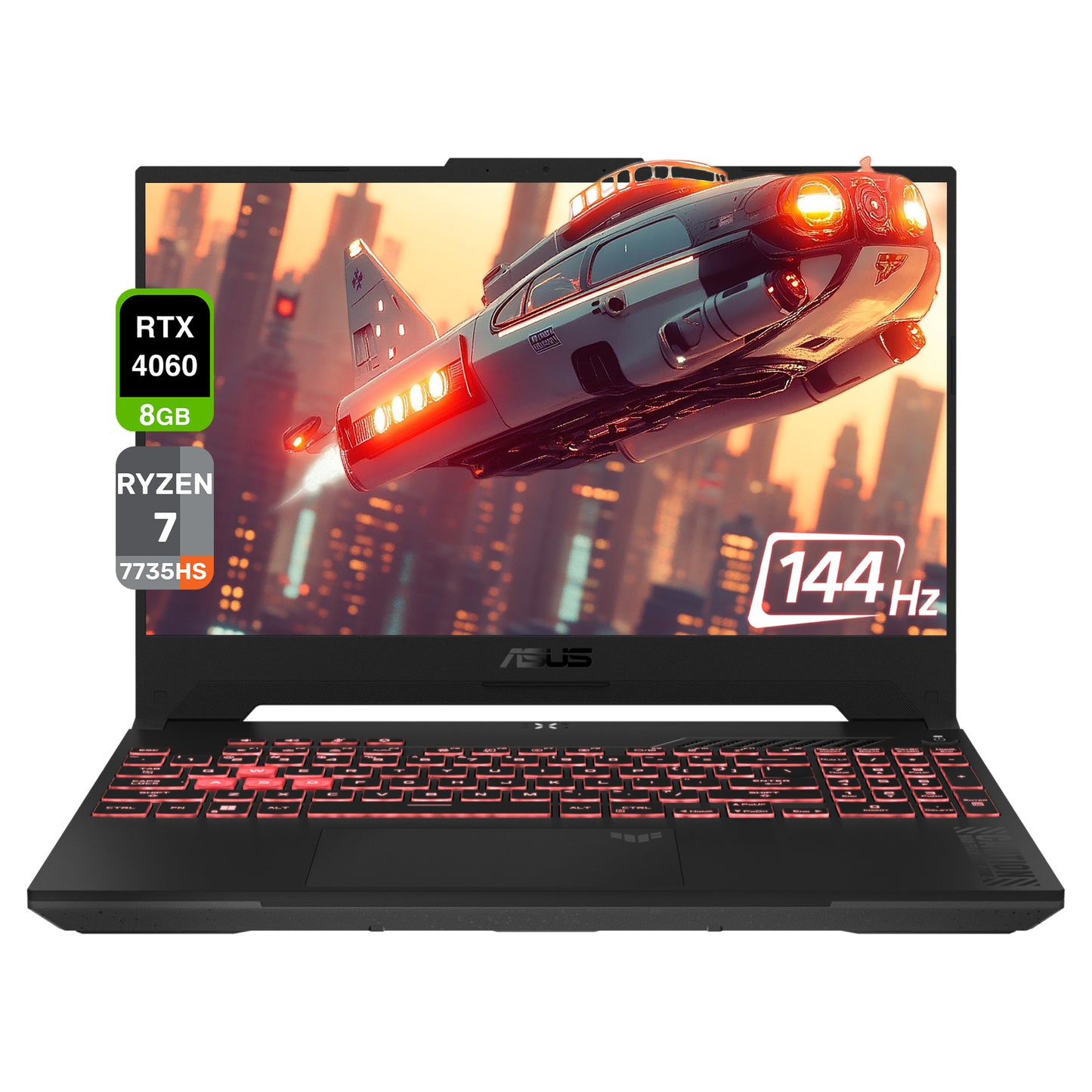 ASUS TUF A17 Gaming Laptop, AMD Ryzen 7 7735HS, 16 GB DDR5 RAM, 1 TB PCIe SSD, 17.3” FHD (1920x1080) 144Hz Display, Nvidia G-Force RTX 4060, Backlit Keyboard, W11 Home, ‎Mecha Gray