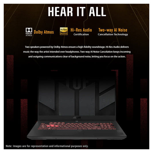 ASUS TUF A17 Gaming Laptop, Ryzen 7 7735HS, 17.3” FHD (1920x1080) 144Hz, RTX4060, W11Home (Used-Like New)