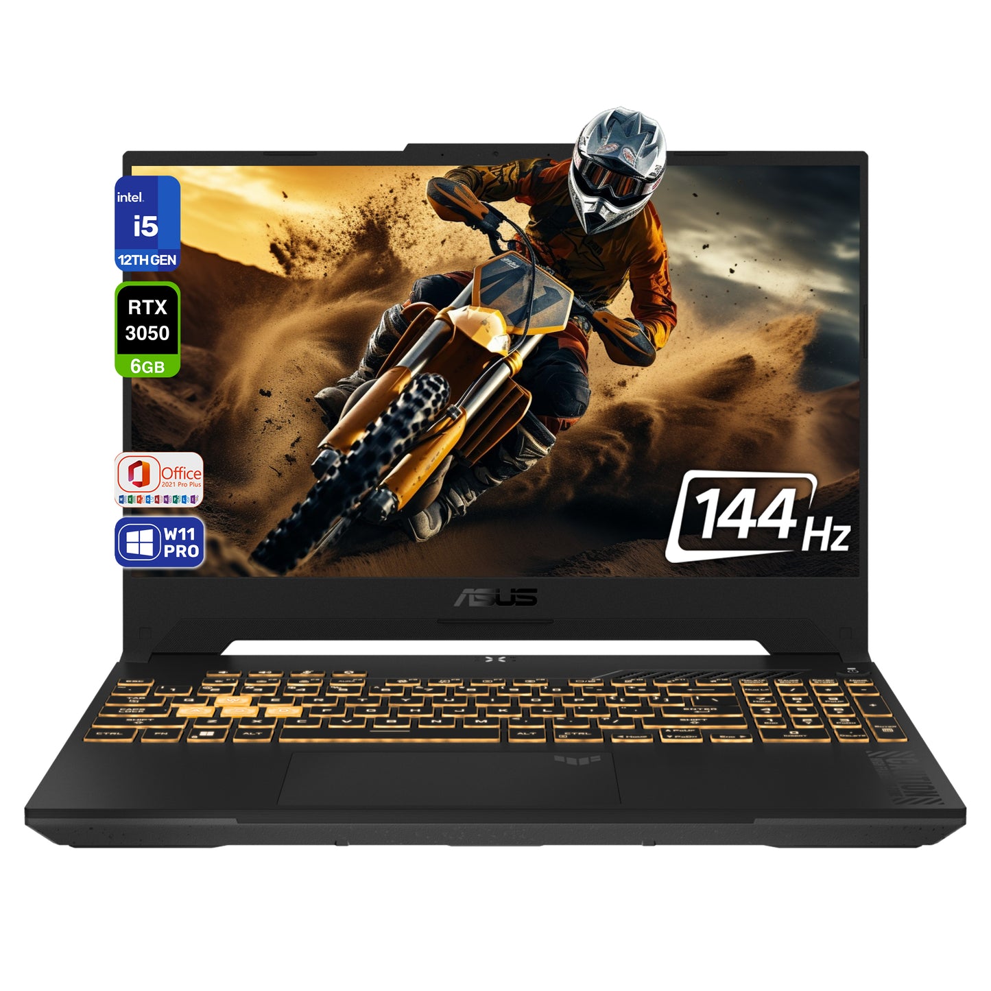 ASUS TUF Gaming F15 Gaming Laptop, i5-12500H, 15.6" FHD (1920x1080) 144Hz, RTX3050, 1-Zone RGB Keyboard